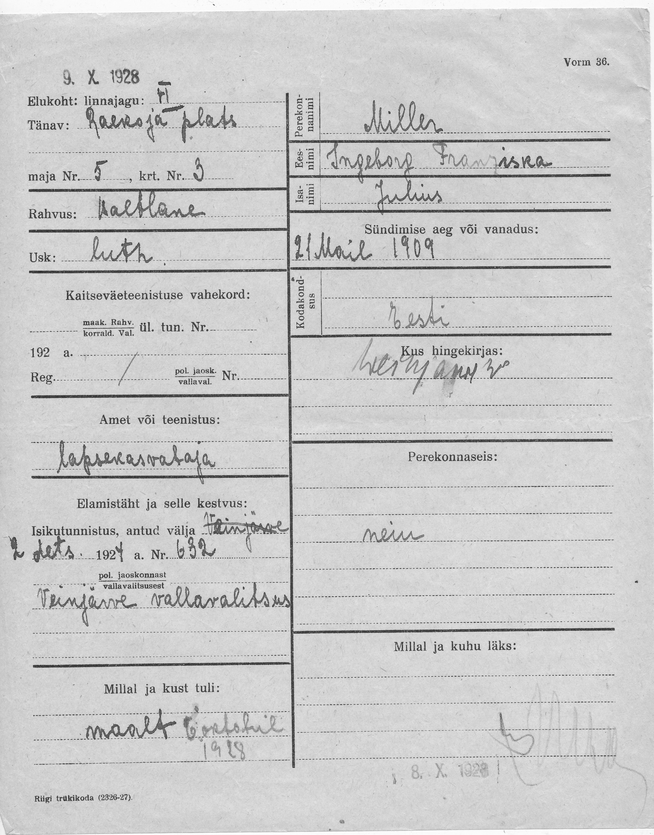 Miller, Ingeborg Franziska, Julius