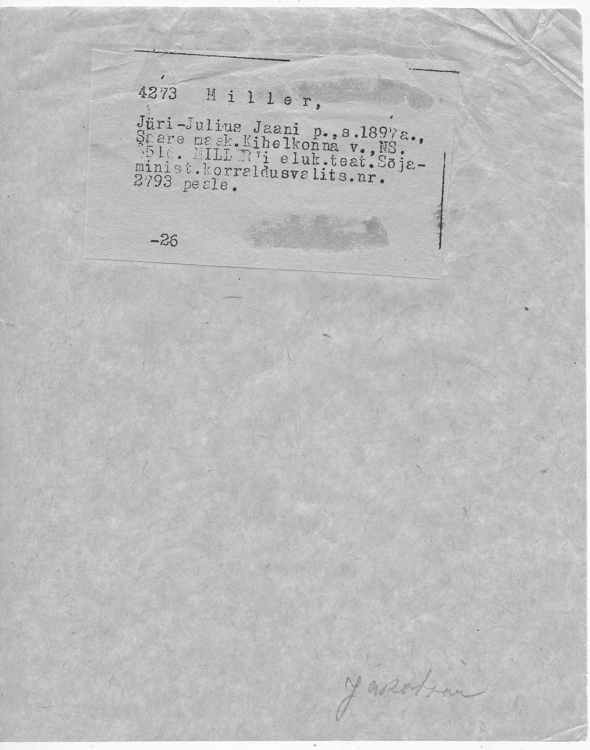 Miller, Jüri-Julius, Jaan