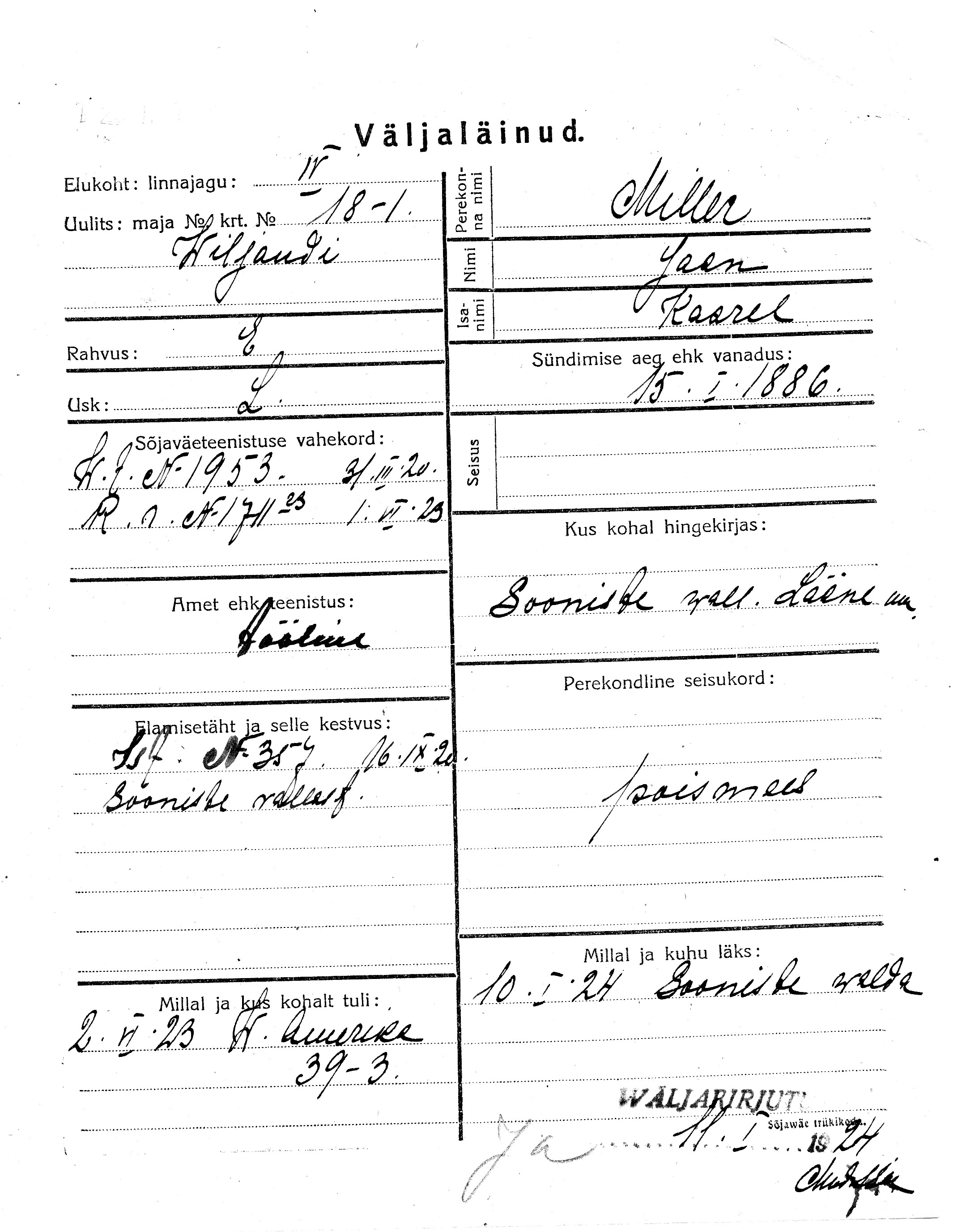 Miller, Jaan, Kaarel