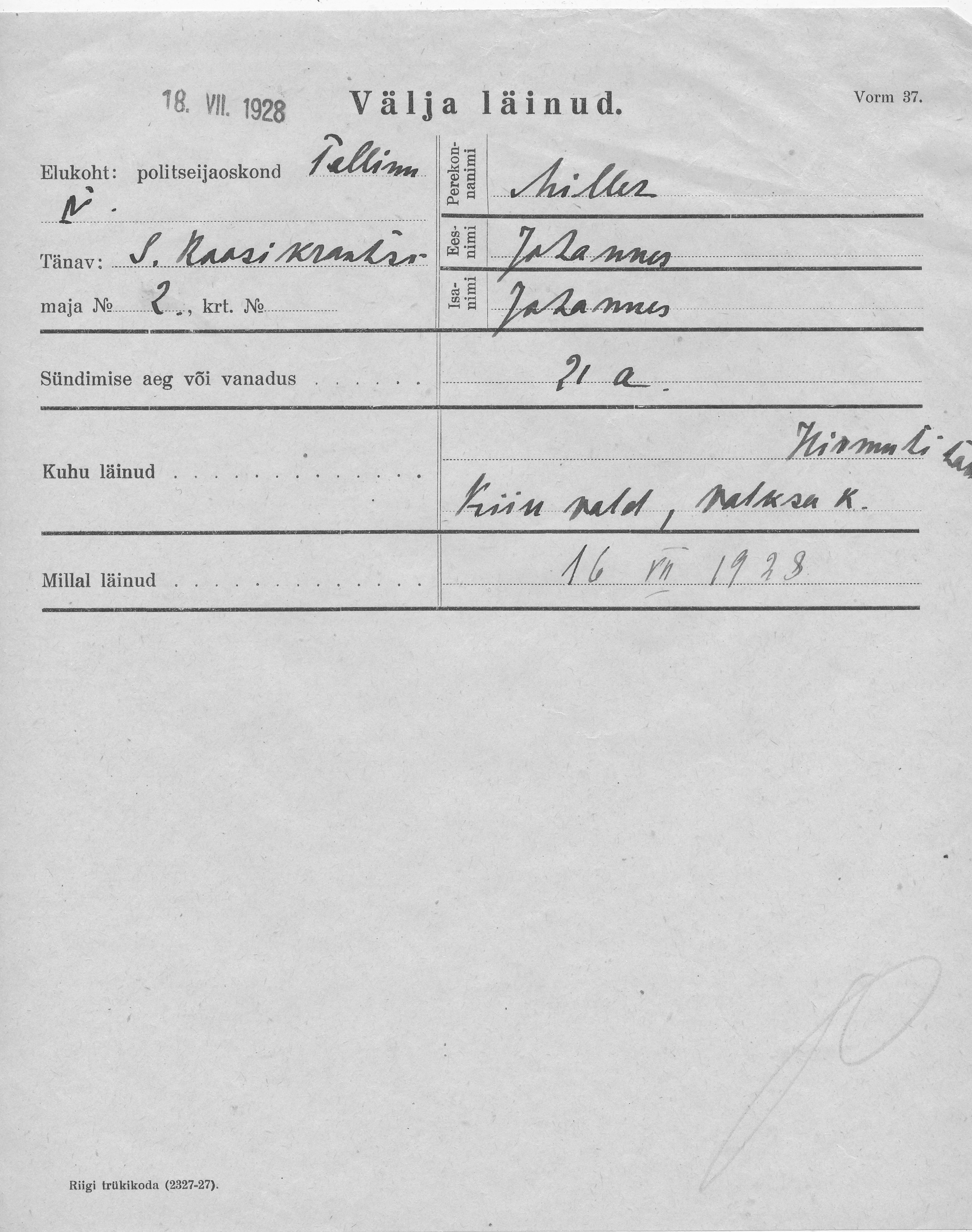 Miller, Johannes, Johannes