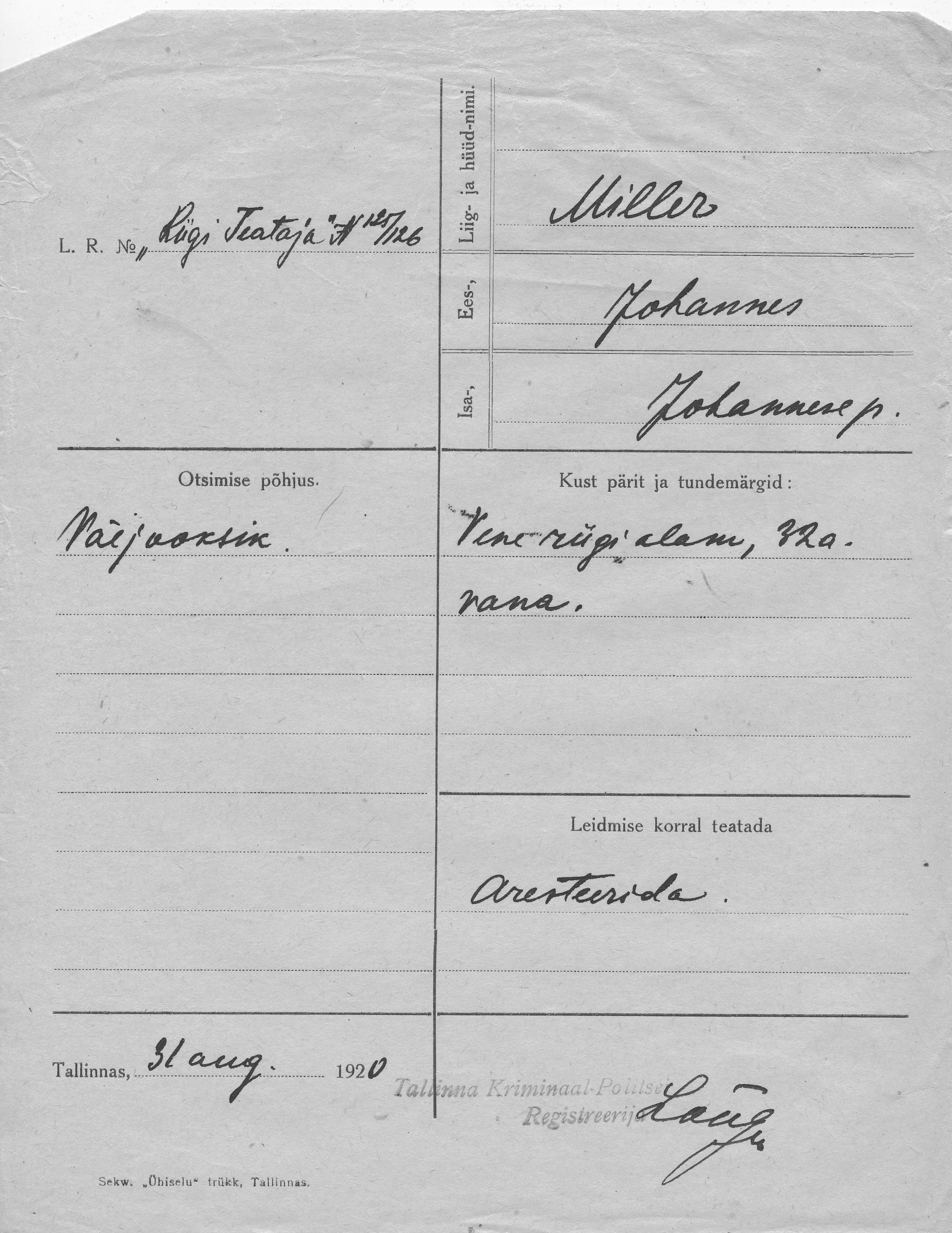 Miller, Johannes, Johannes