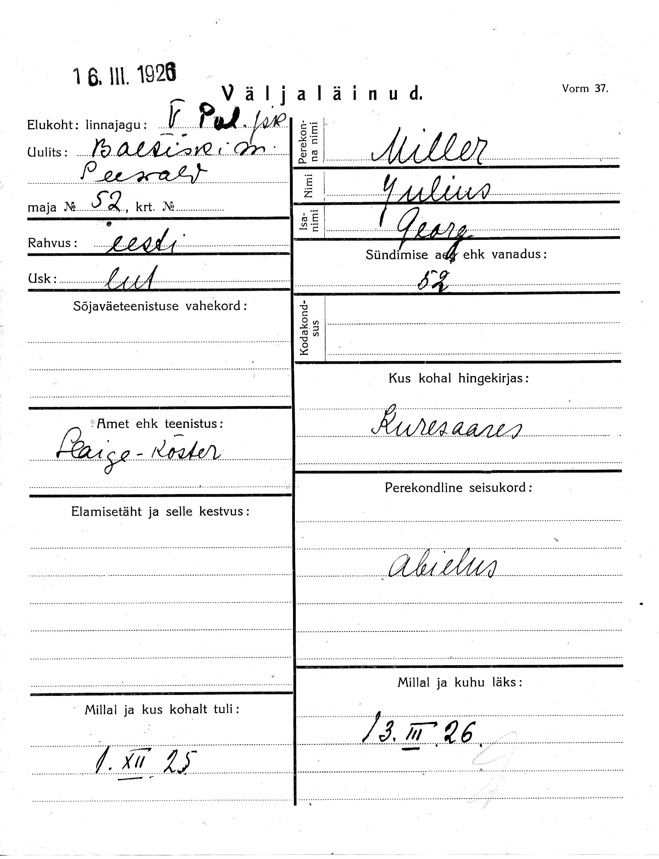 Miller, Julius, Georg