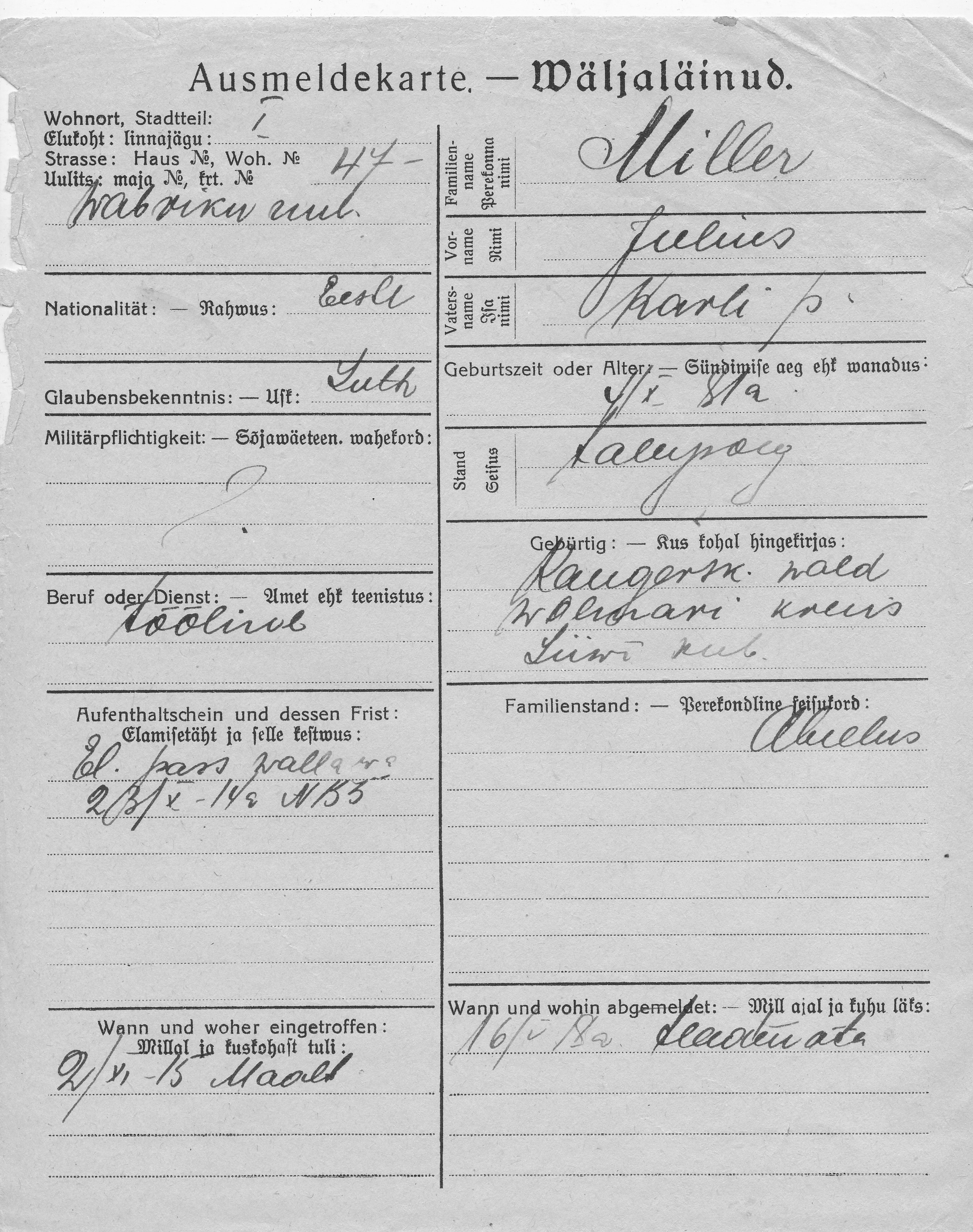 Miller, Julius, Karl