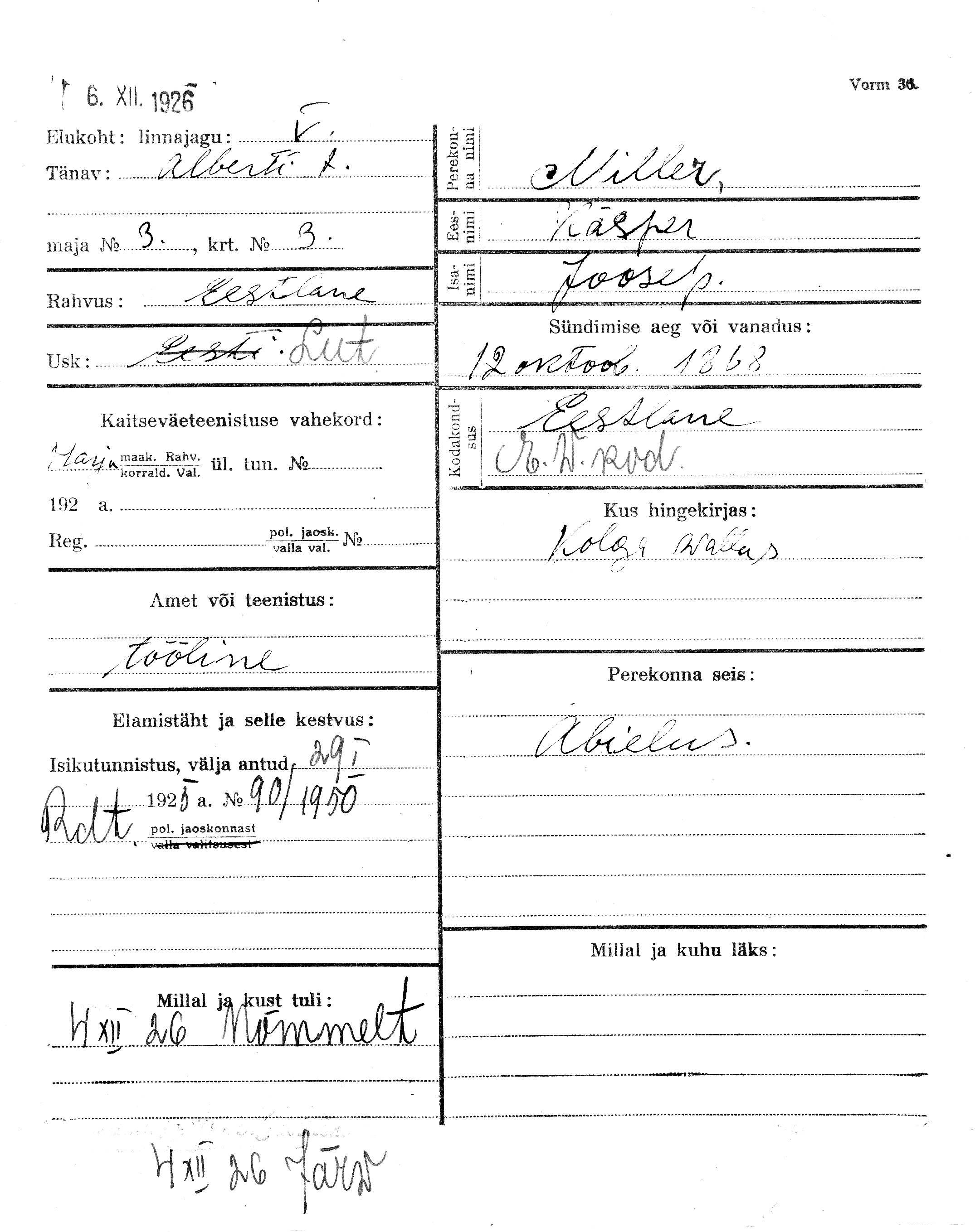 Miller, Käsper, Joosep