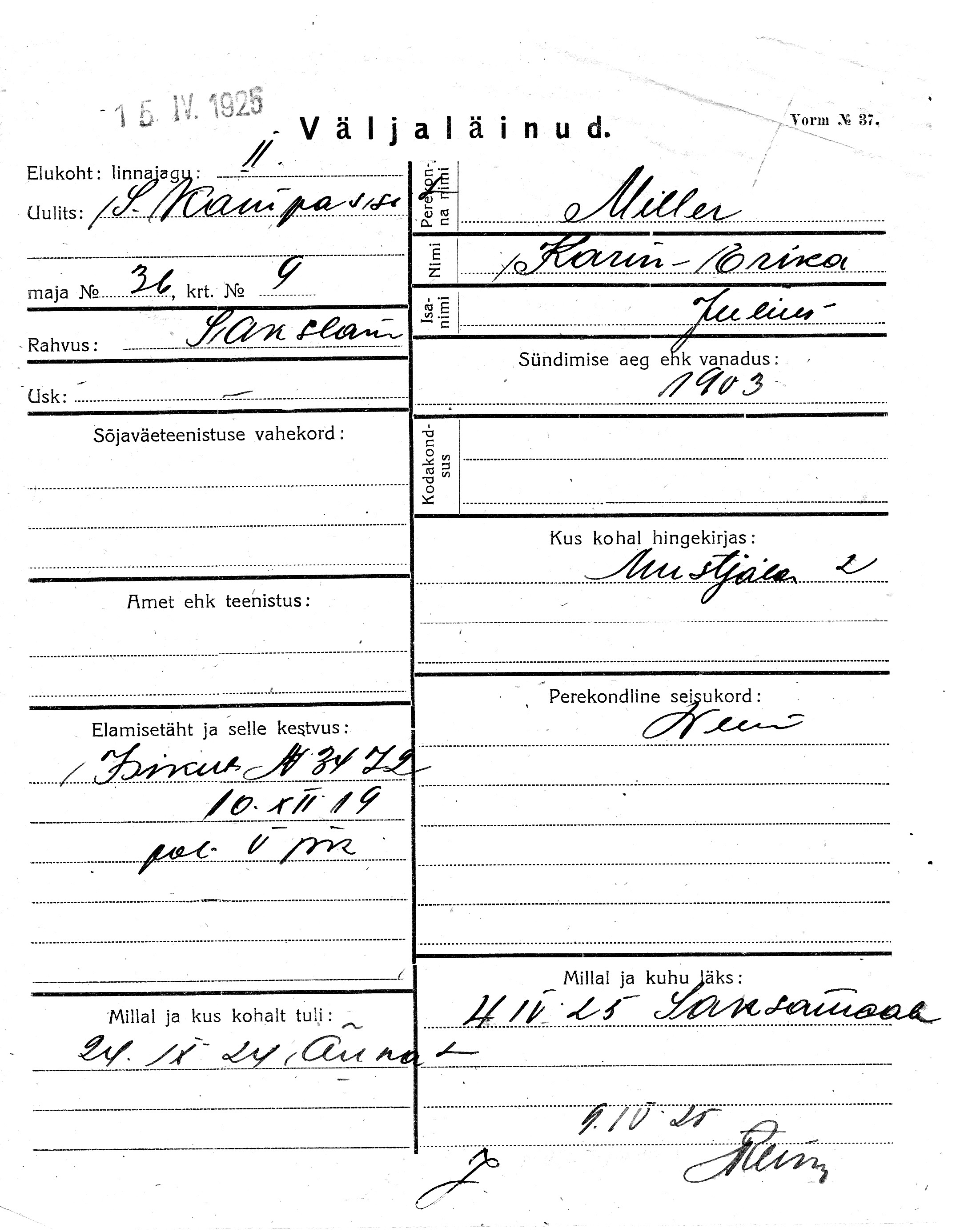 Miller, Karin-Erika, Julius