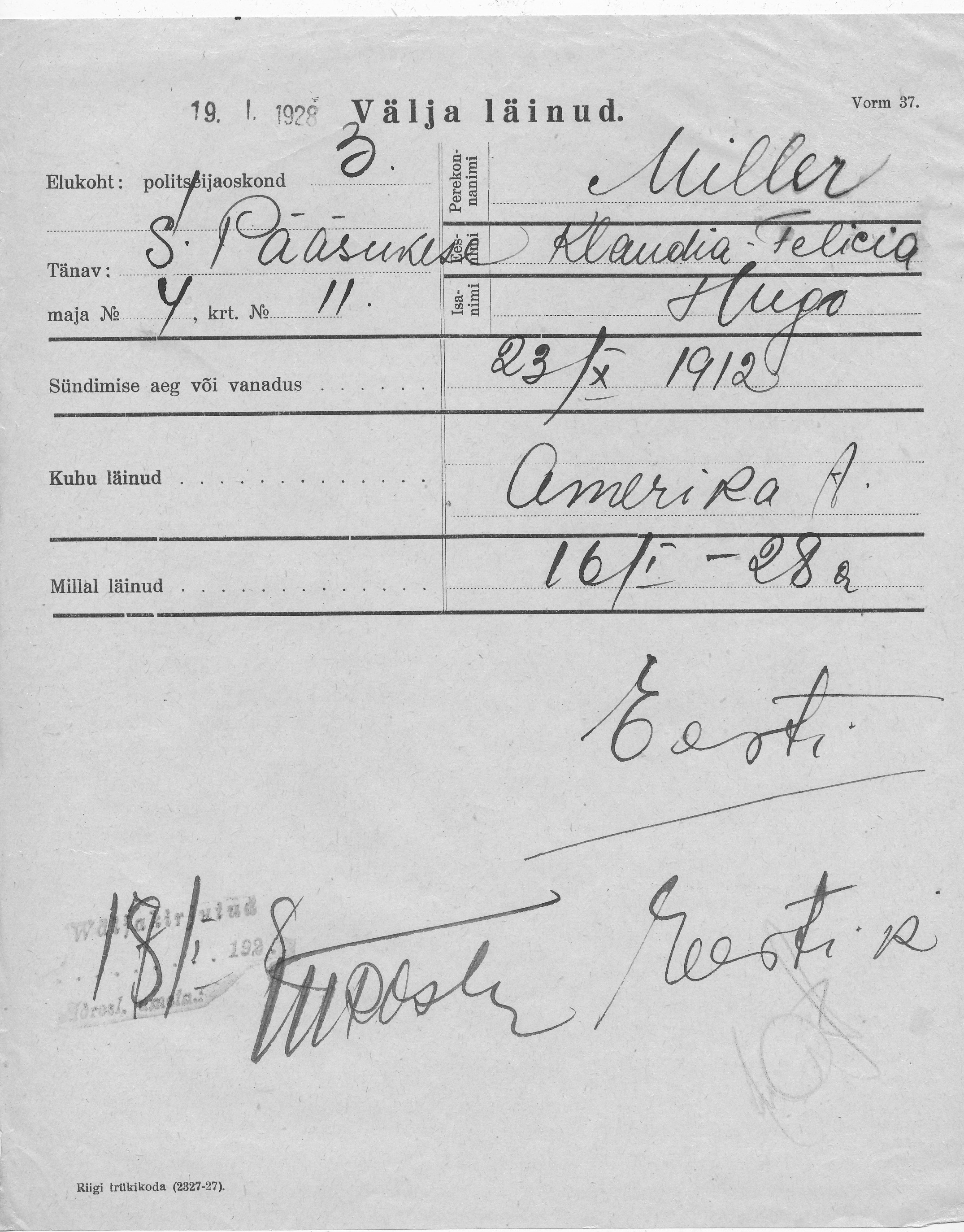 Miller, Klaudia-Felicia, Hugo