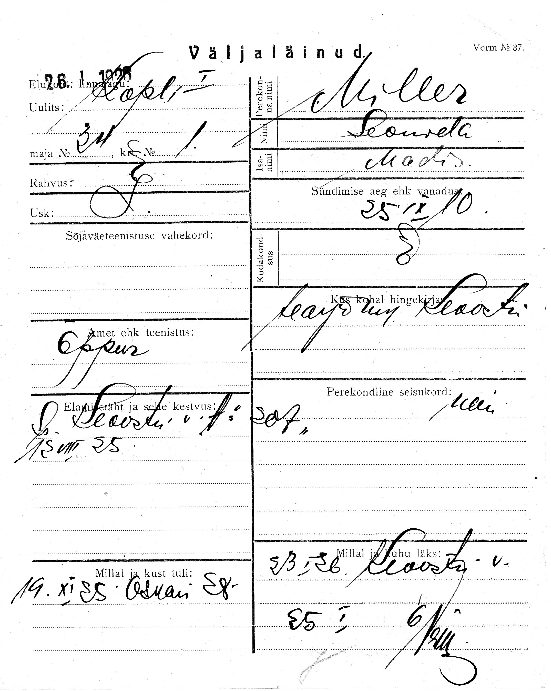 Miller, Leonida, Madis