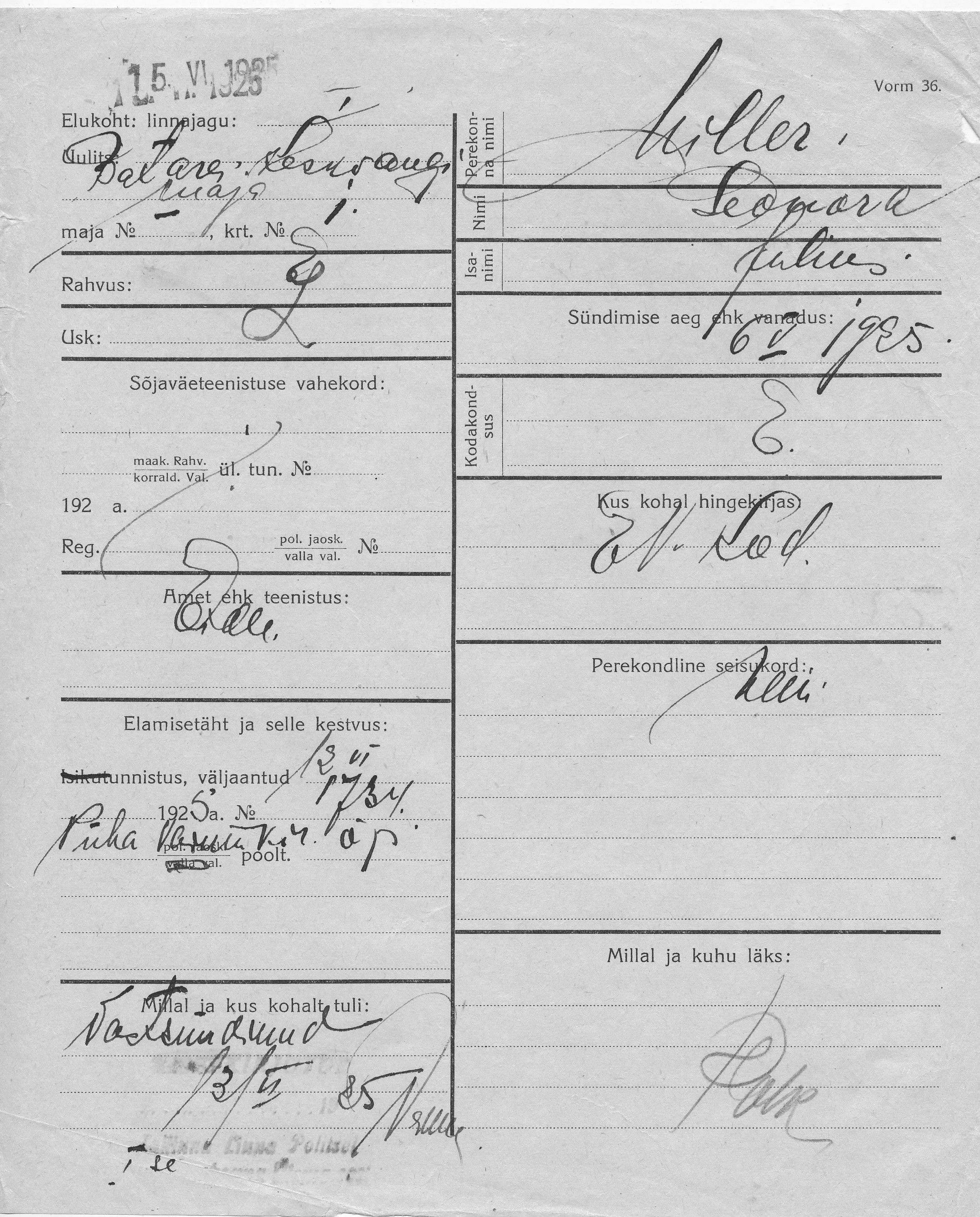 Miller, Leonora, Julius