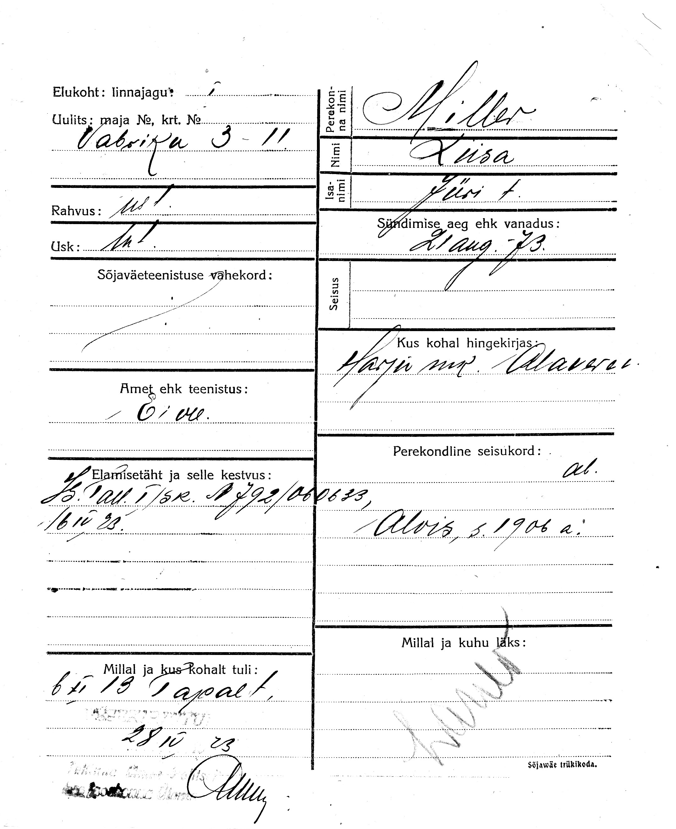 Miller, Liisa, Jüri