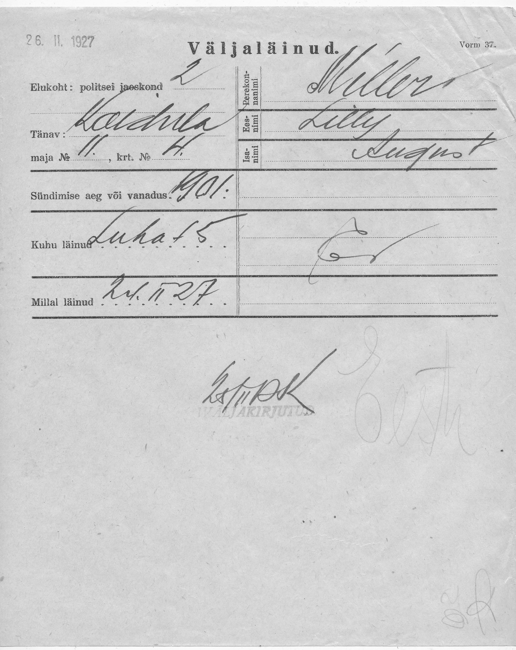 Miller, Lilly, August