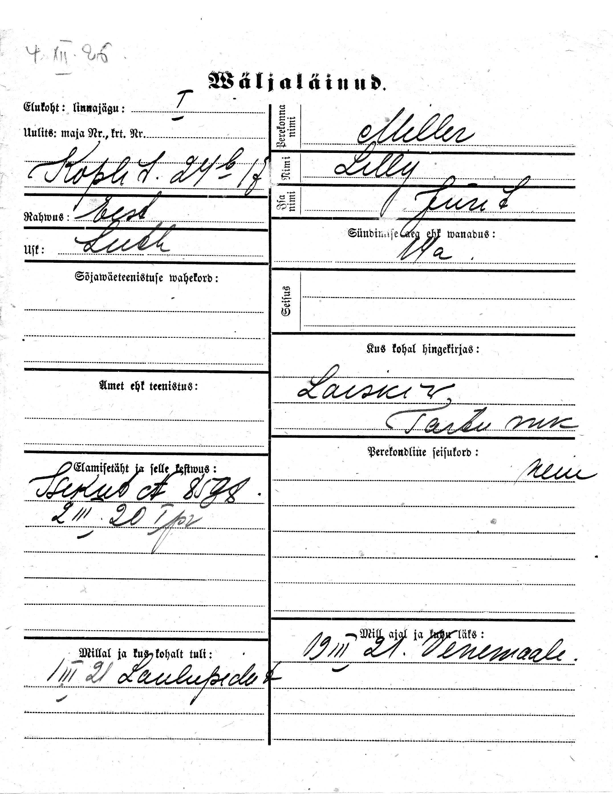 Miller, Lilly, Jüri