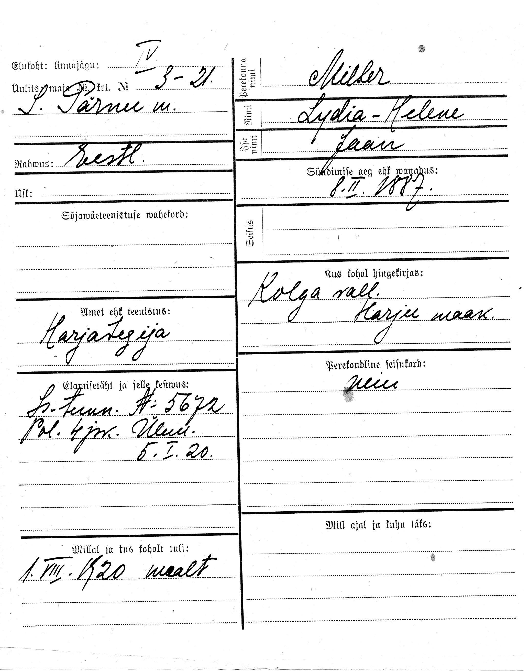 Miller, Lydia-Helene, Jaan