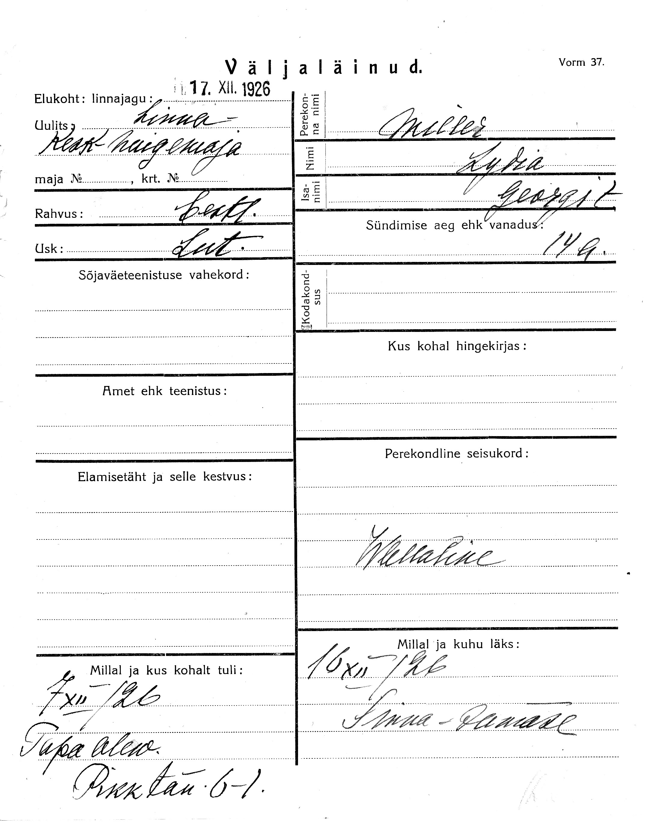 Miller, Lydia, Georg