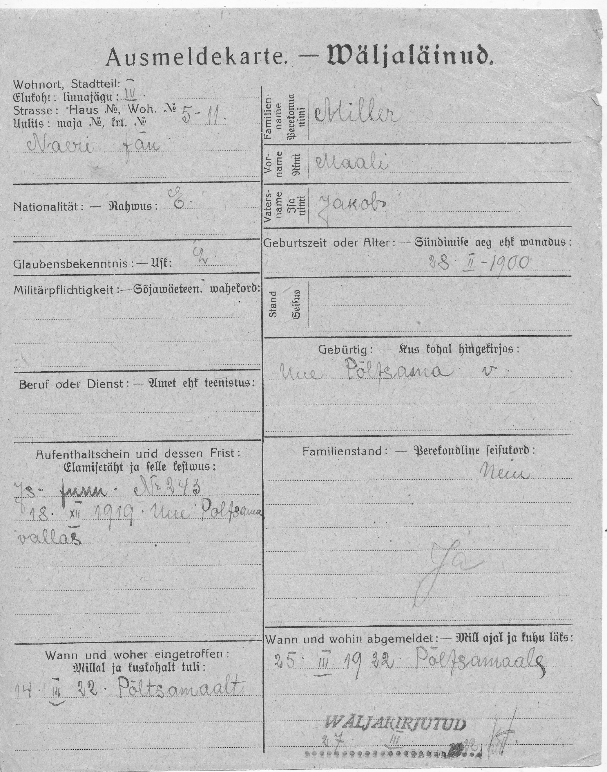 Miller, Maali, Jakon