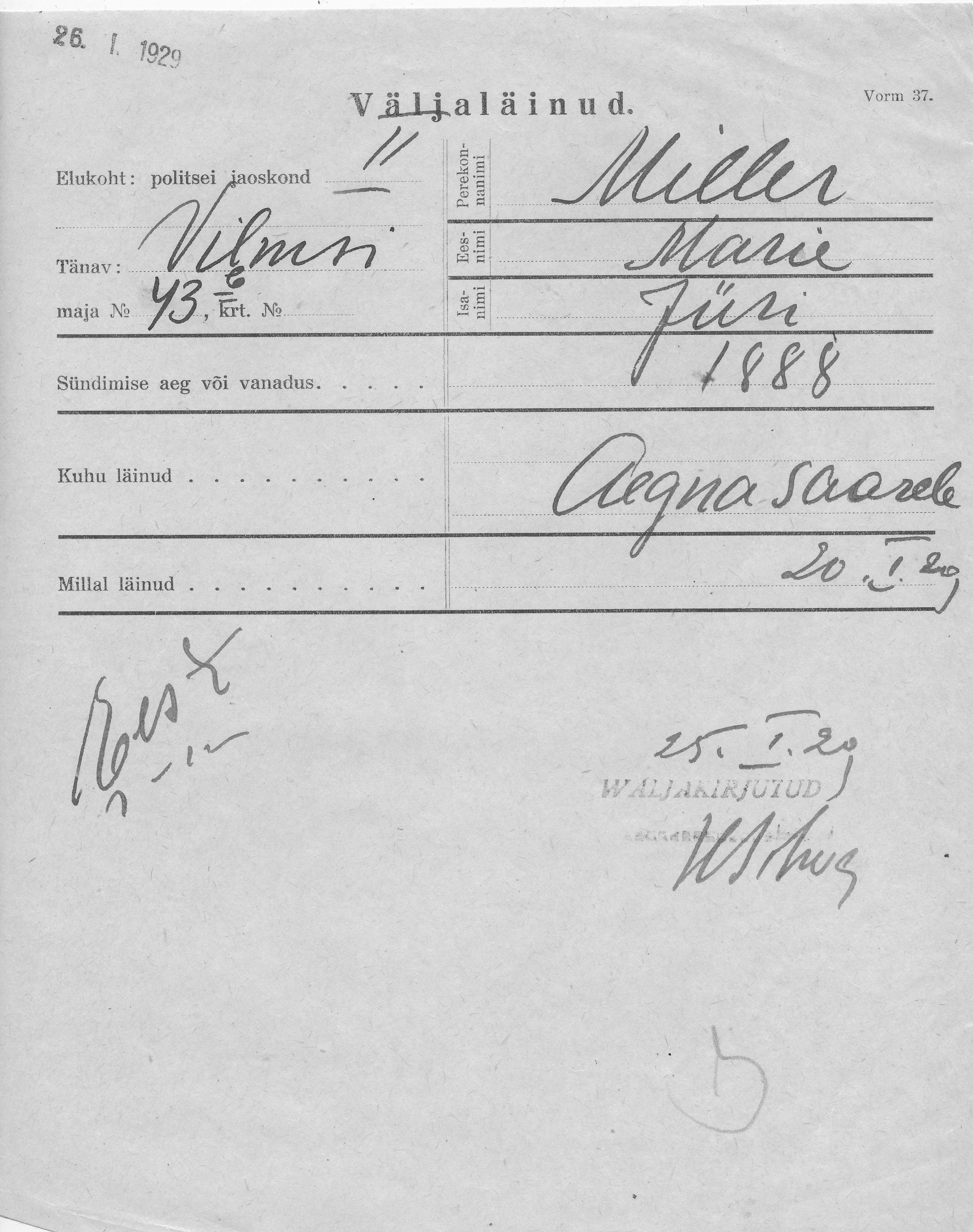 Miller, Marie, Jüri