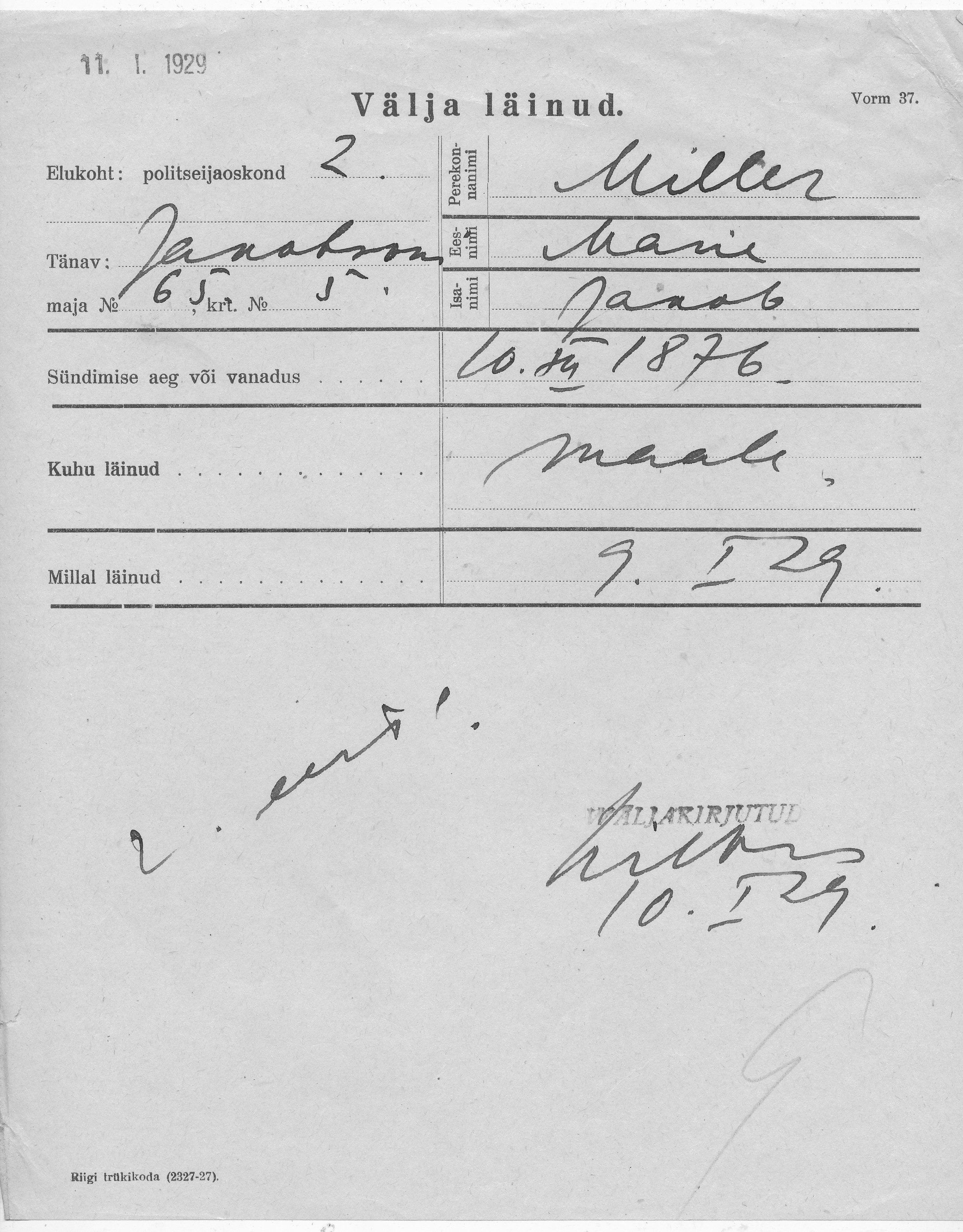 Miller, Marie, Jakob