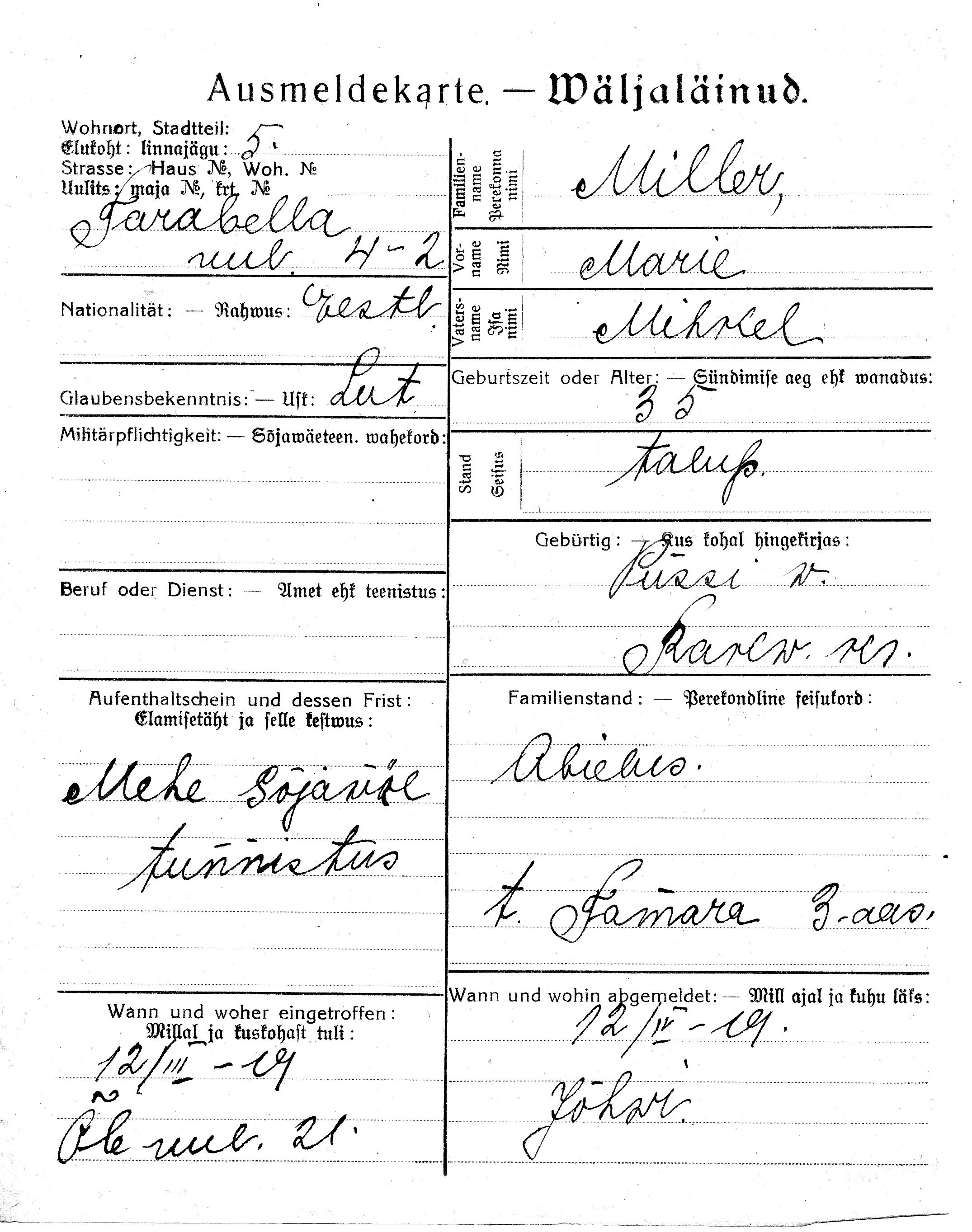 Miller, Marie, Mihkel