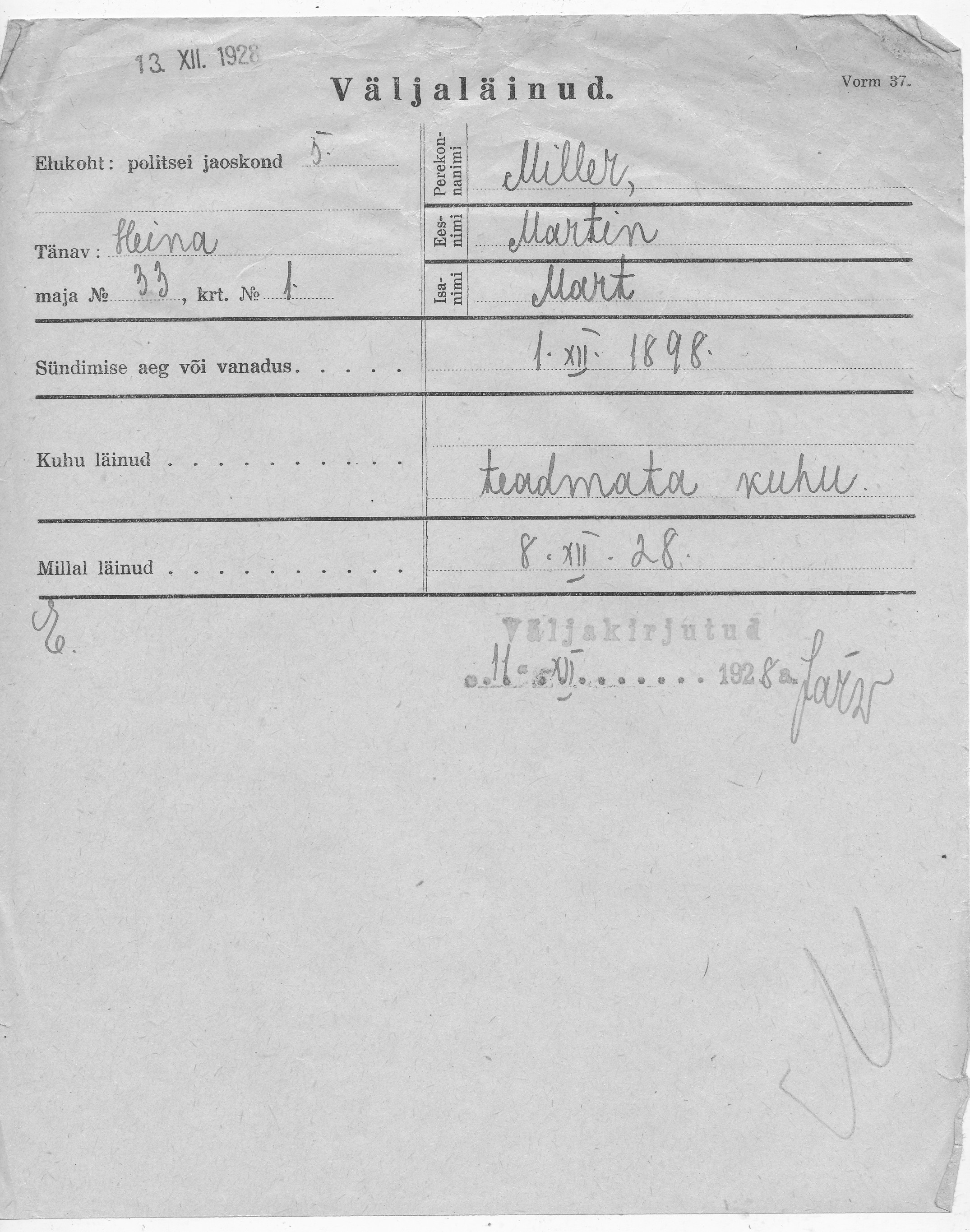 Miller, Martin, Mart