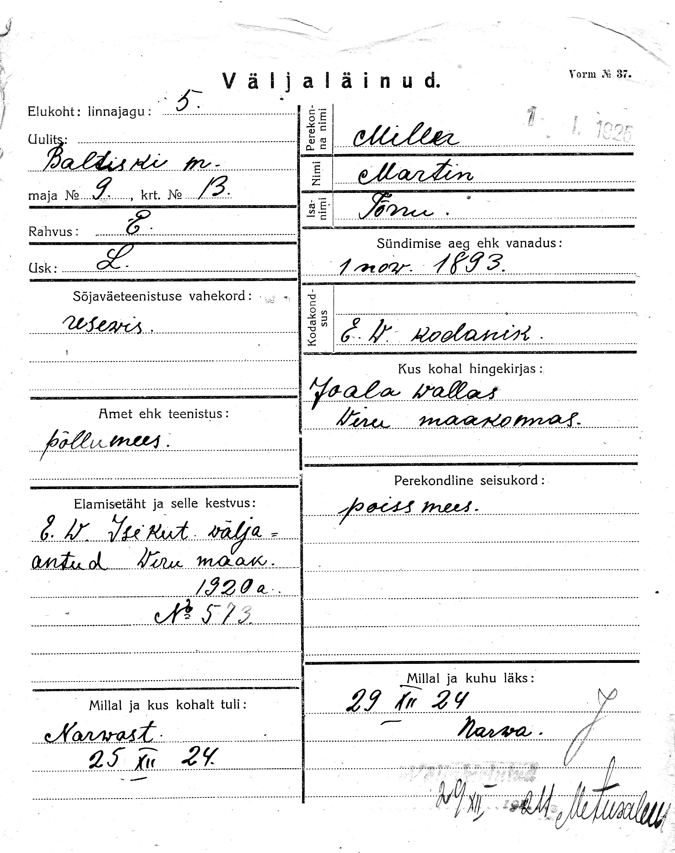 Miller, Martin, Tõnu