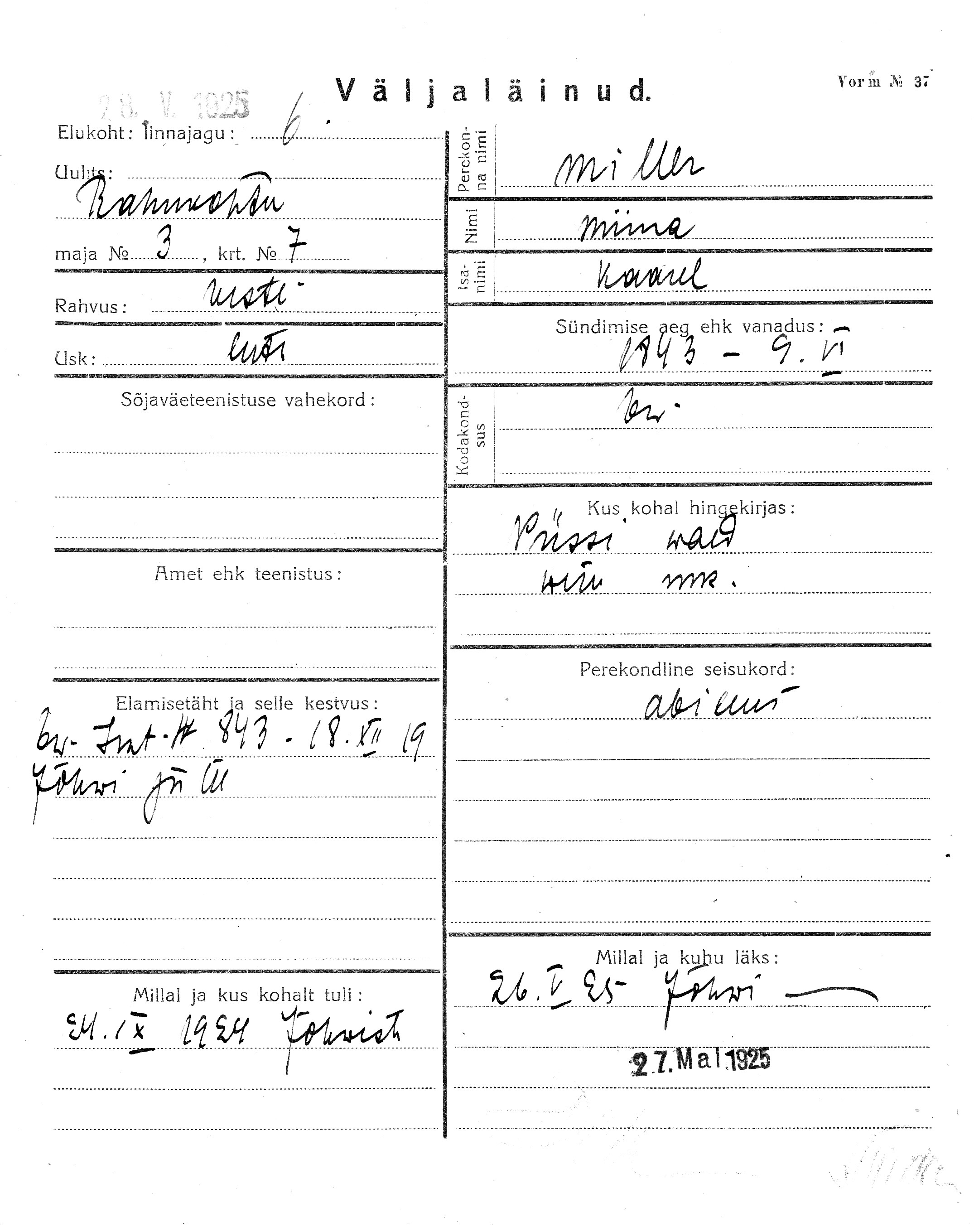 Miller, Miina, Kaarel