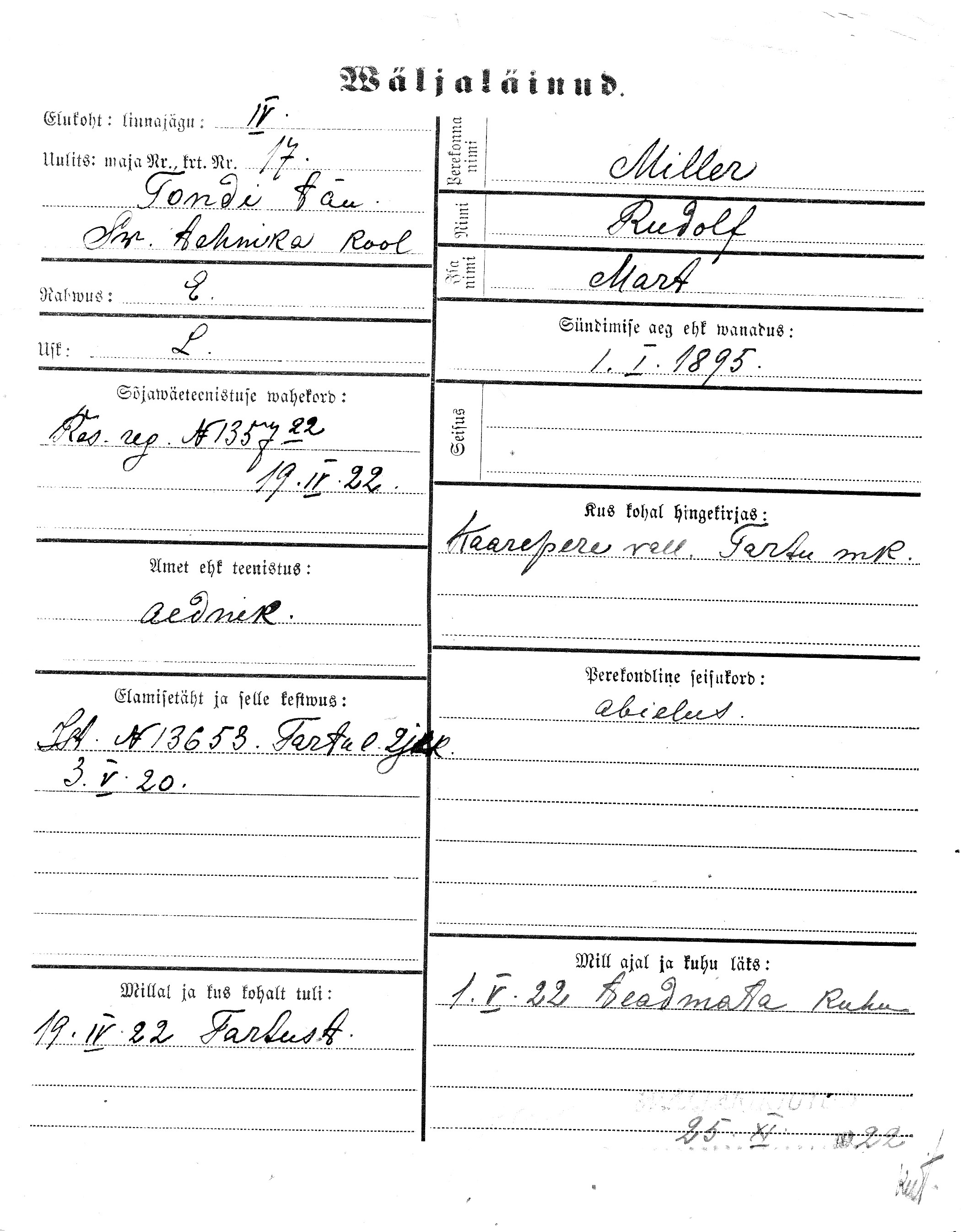 Miller, Rudolf, Mart