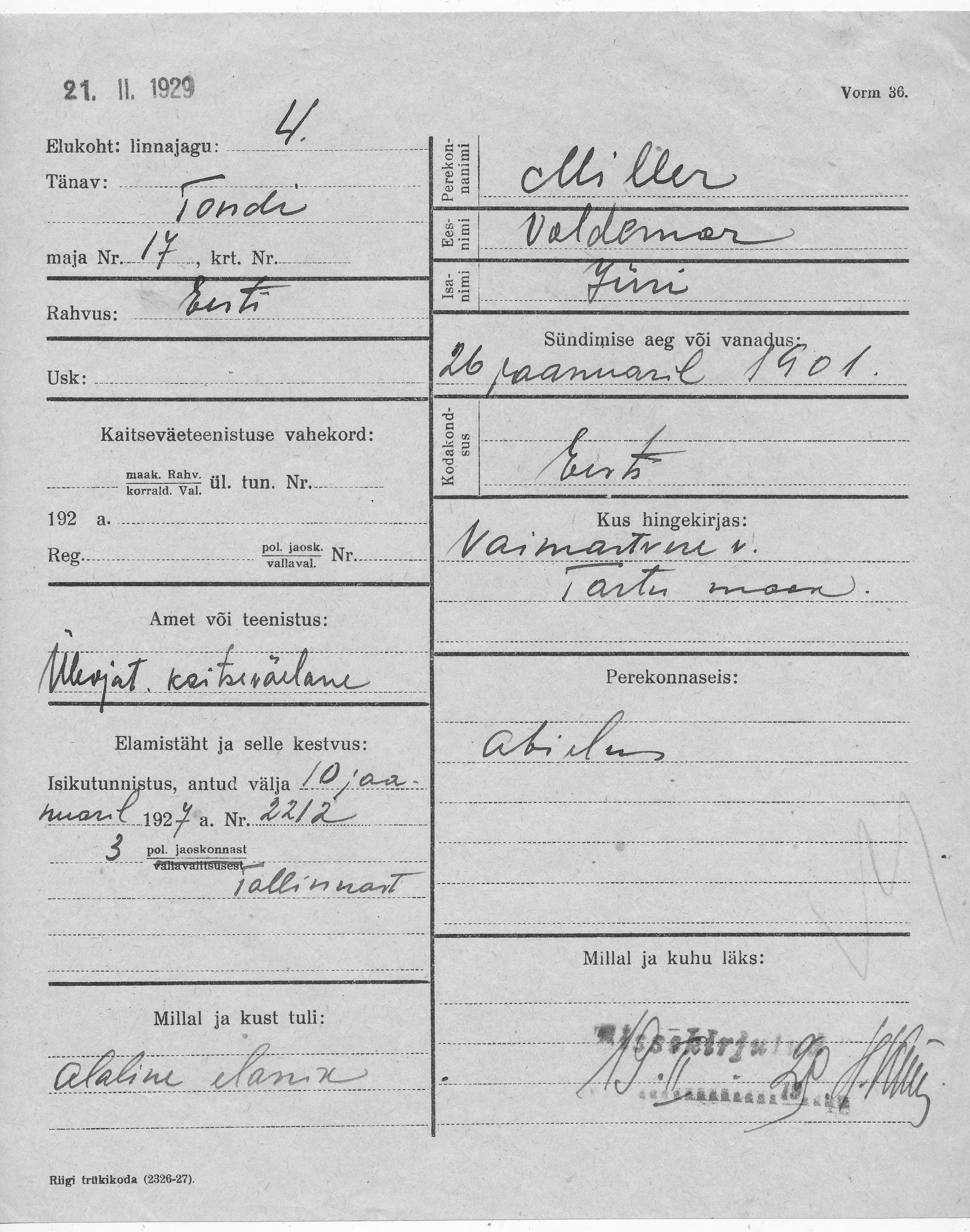 Miller, Voldemar, Jüri