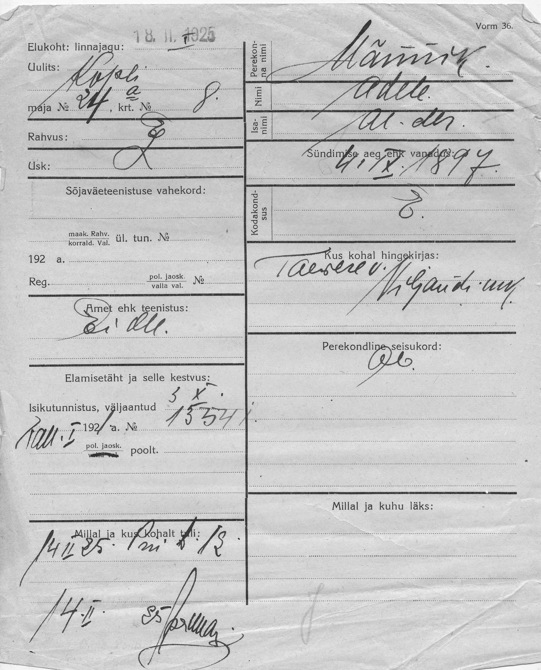 Männik, Adele, Aleksander