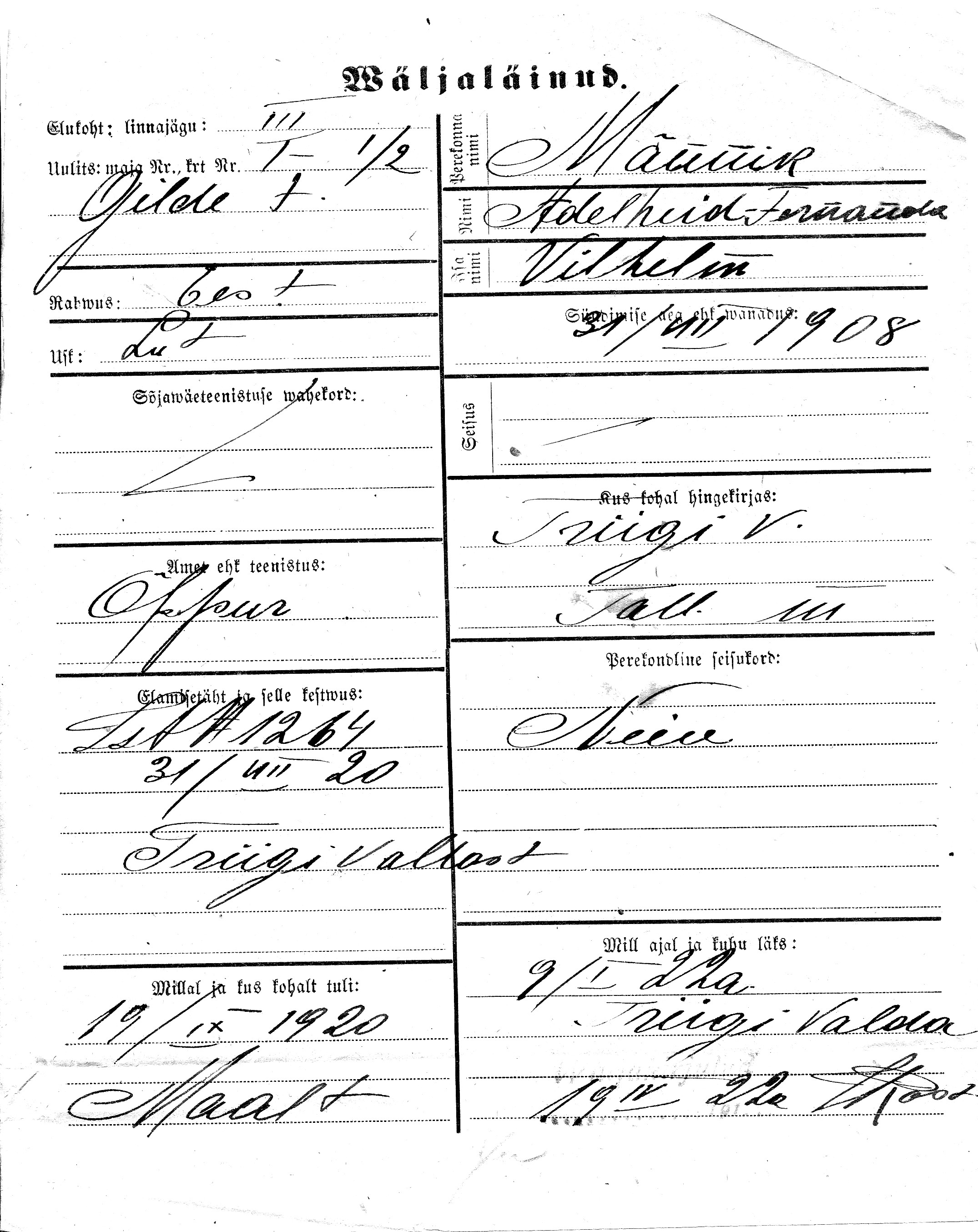 Männik, Adelheid-Fernanda, Vilhelm