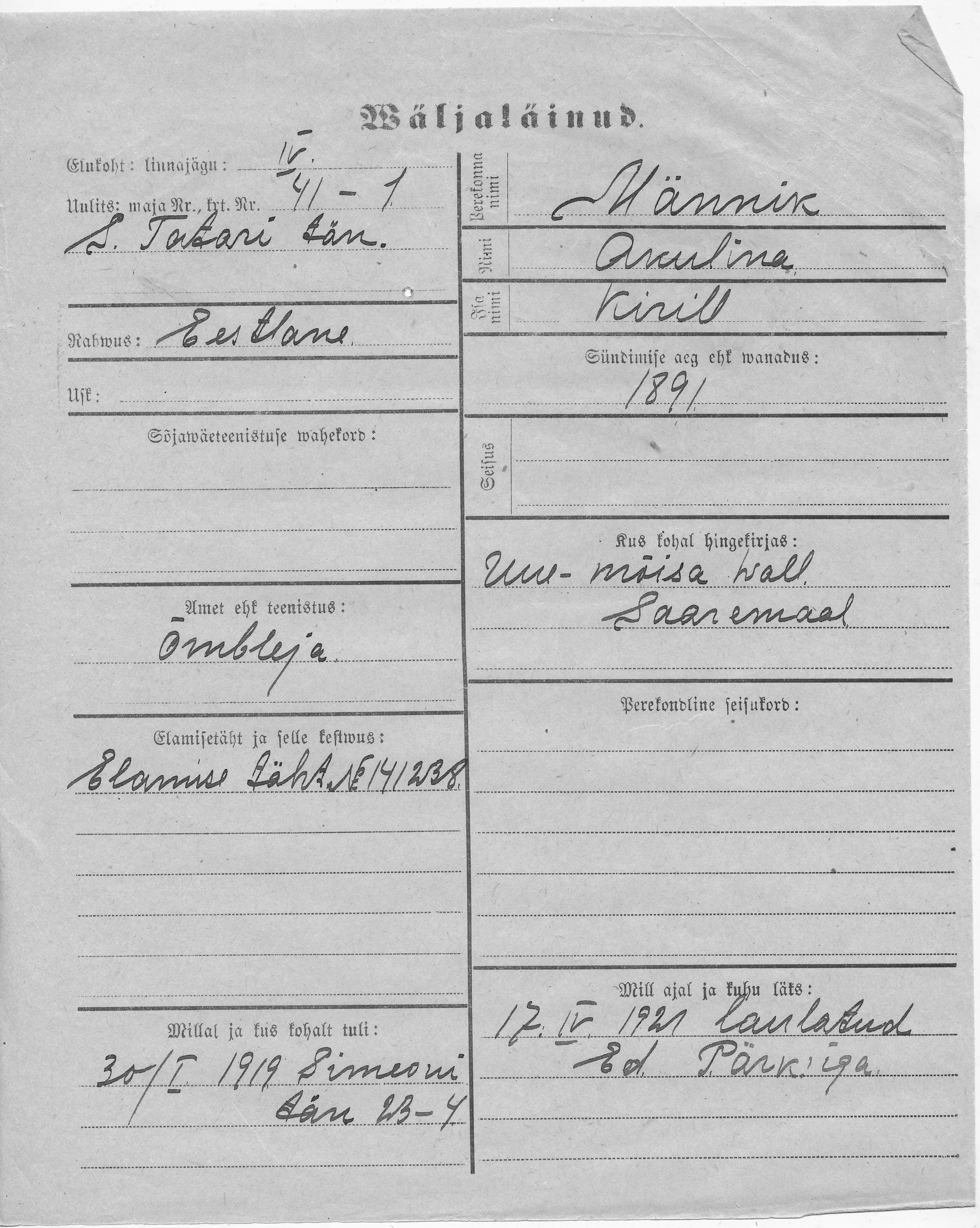 Männik, Akulina, Kirill