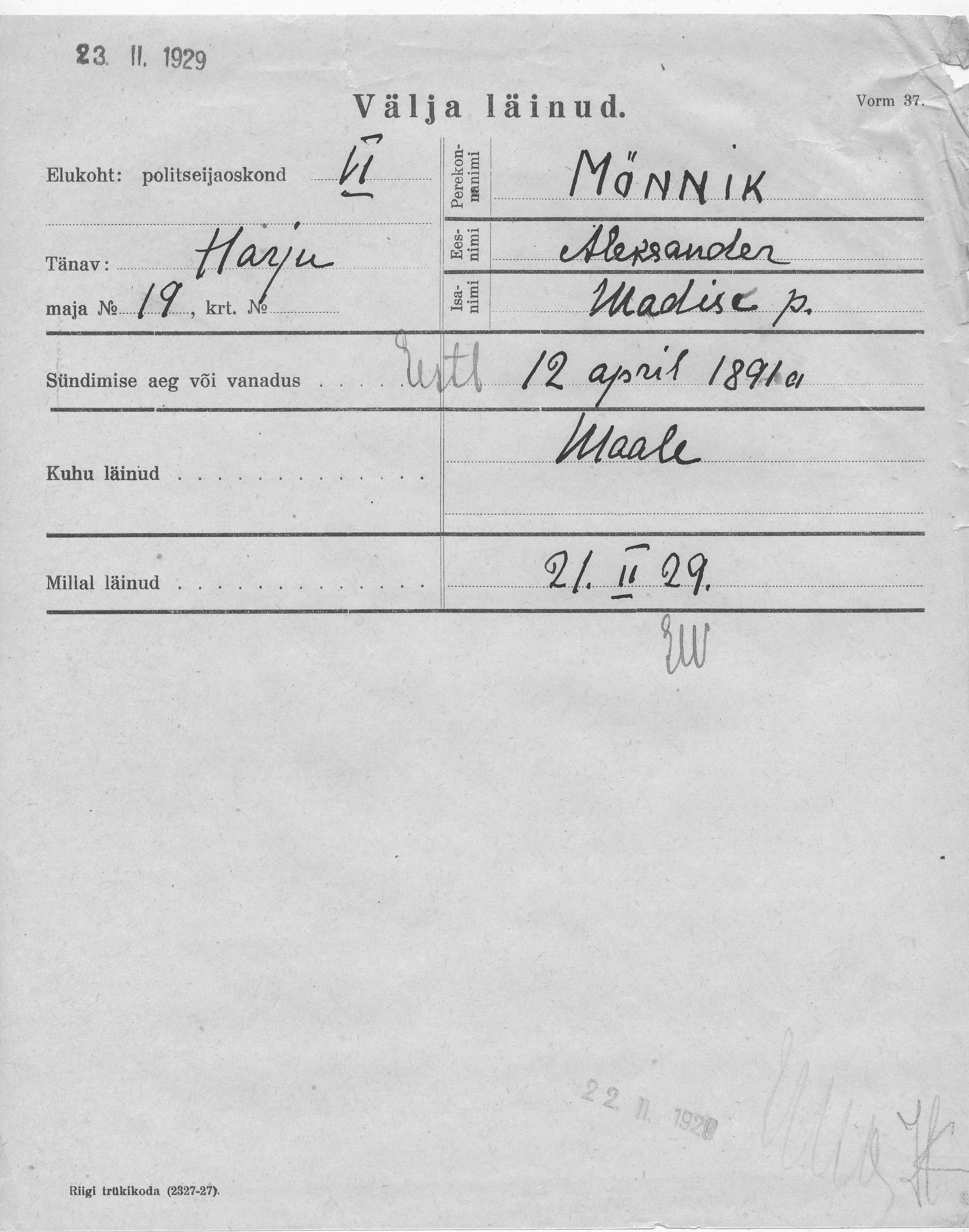 Männik, Aleksander, Madis