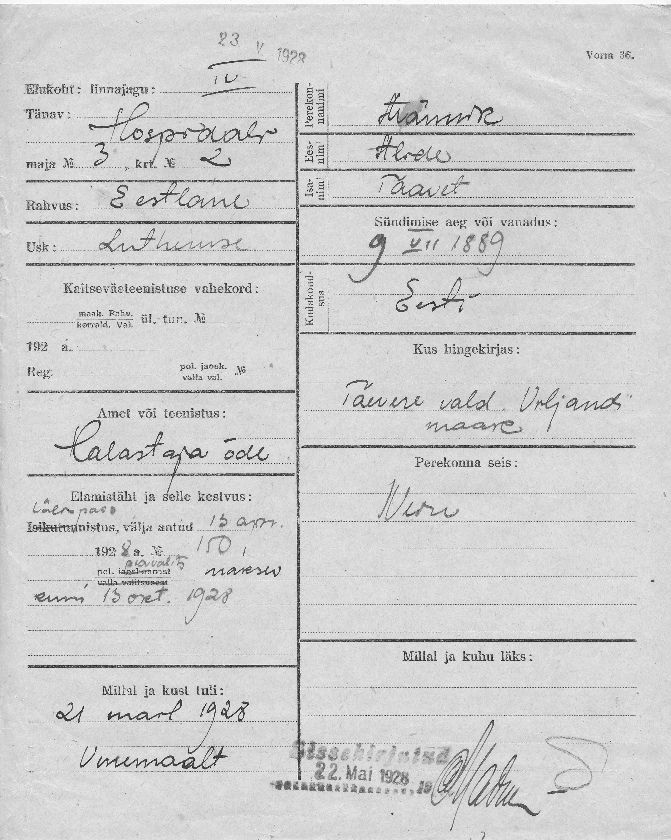 Männik, Alide, Taavet