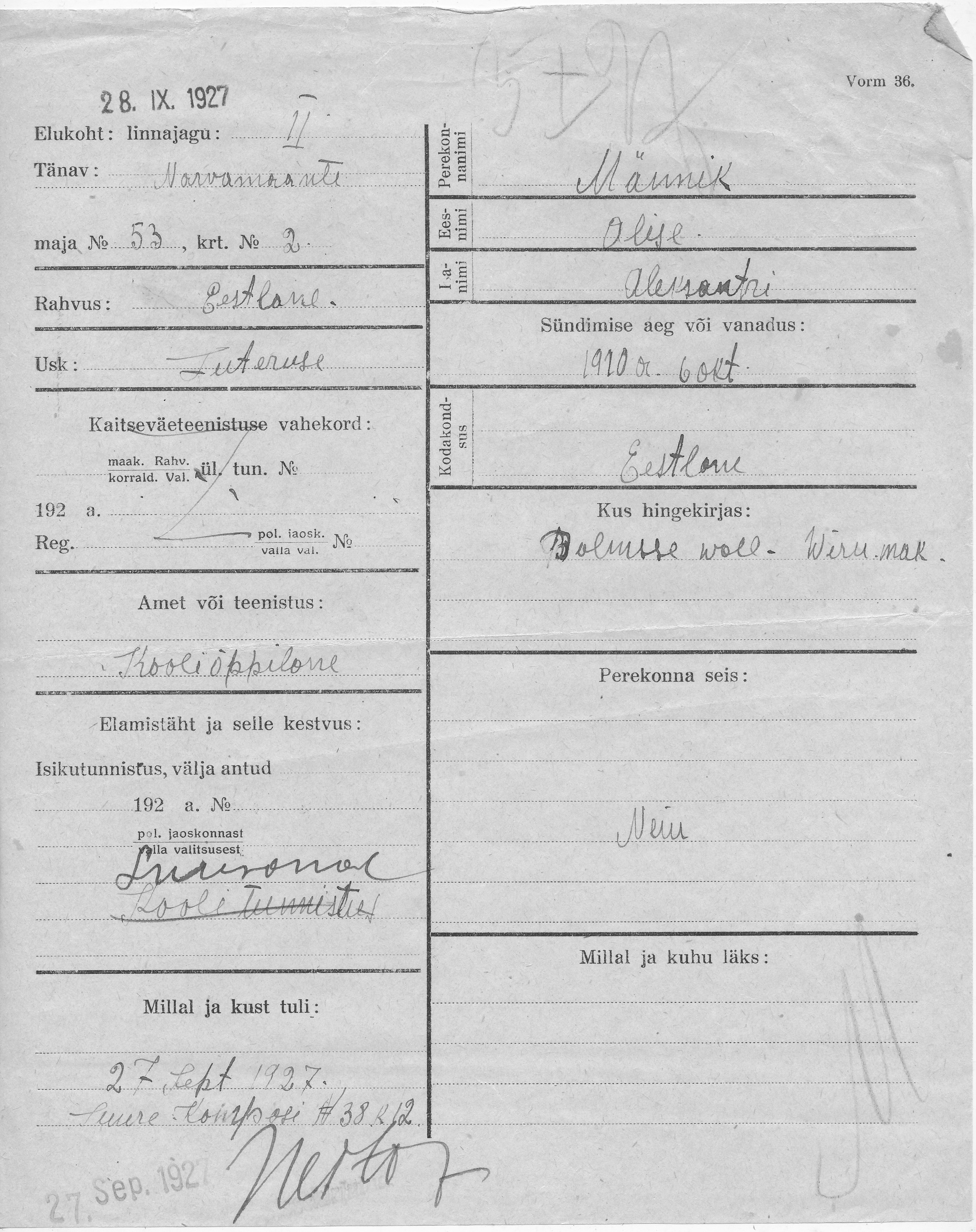 Männik, Alise, Aleksanter