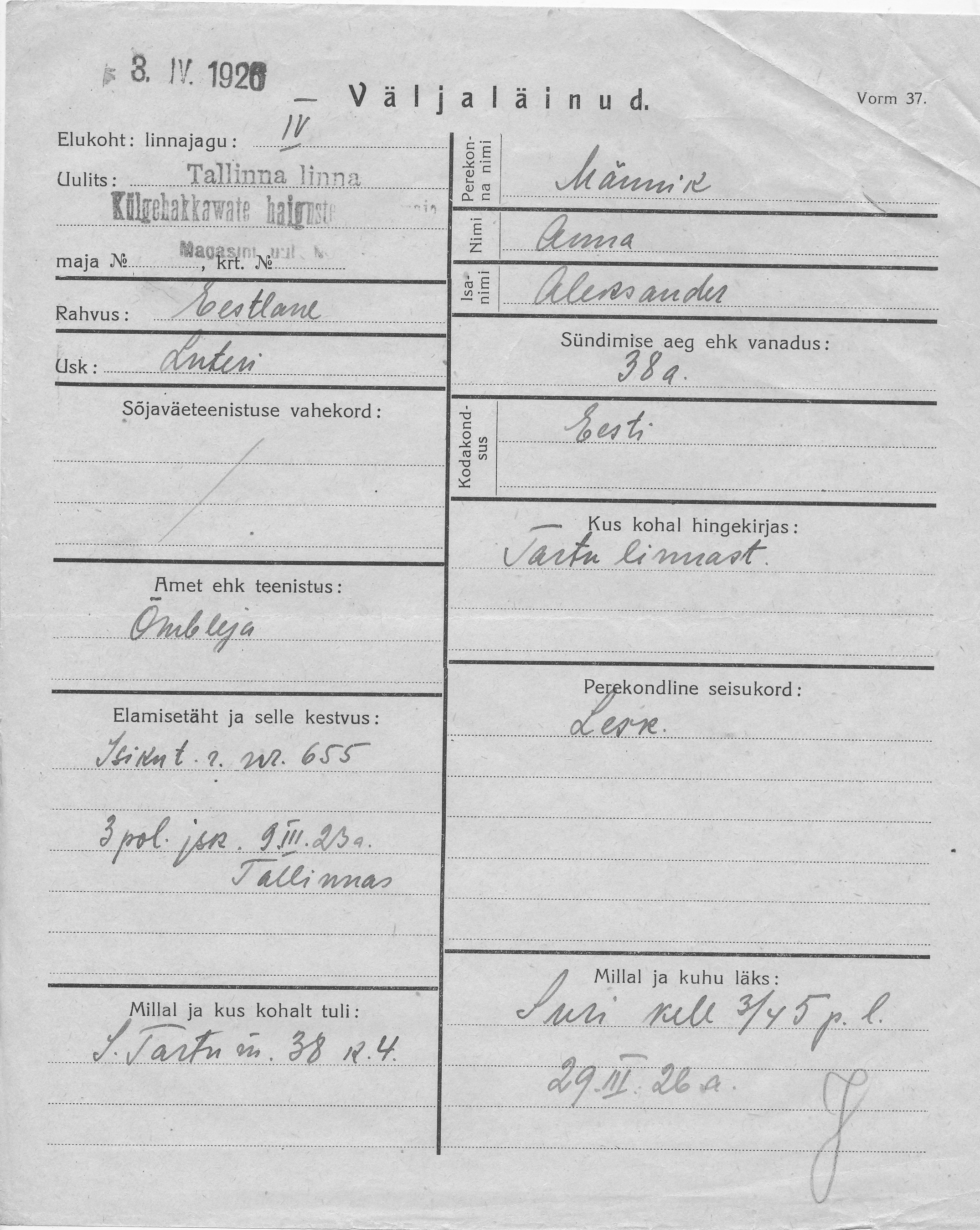 Männik, Anna, Aleksander