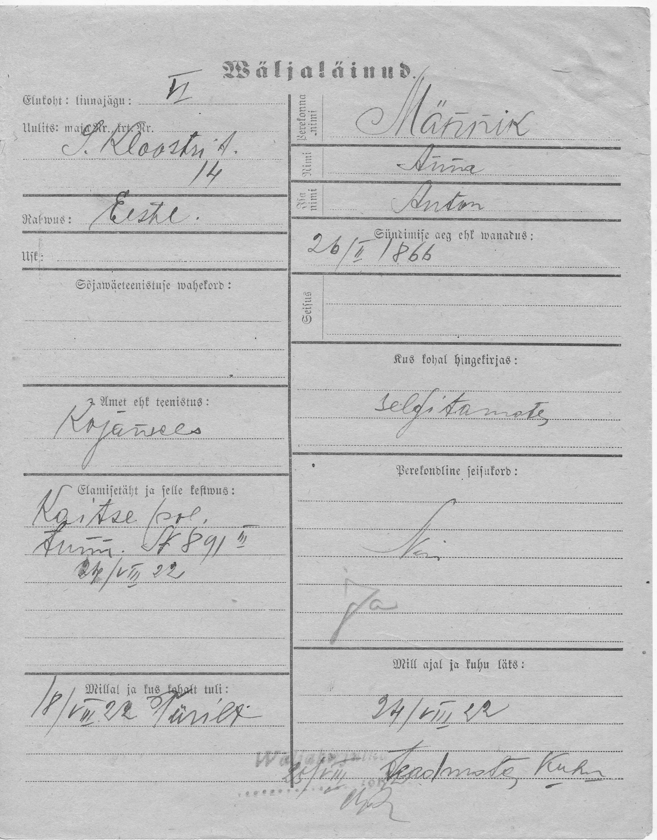 Männik, Anna, Anton