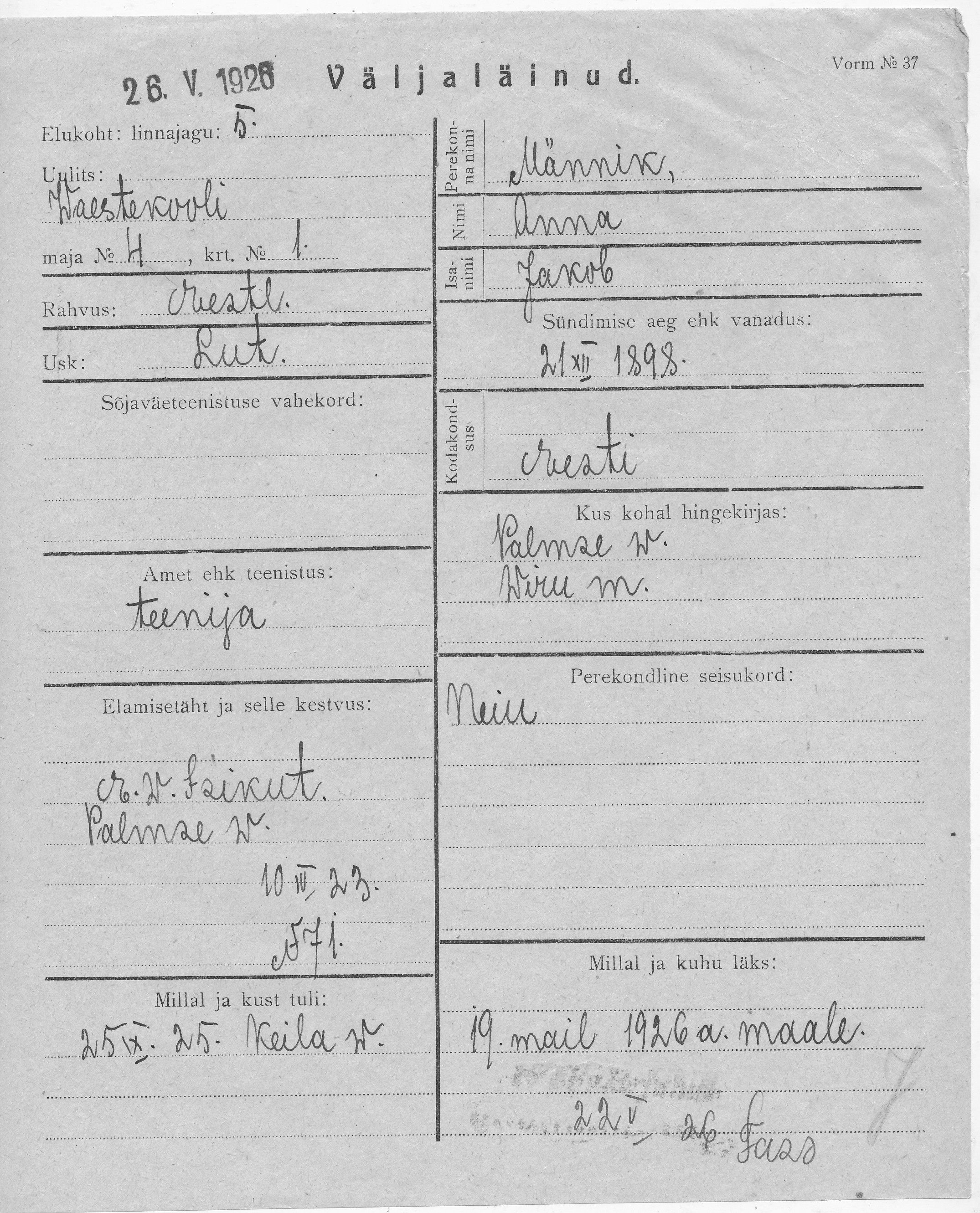 Männik, Anna, Jakob