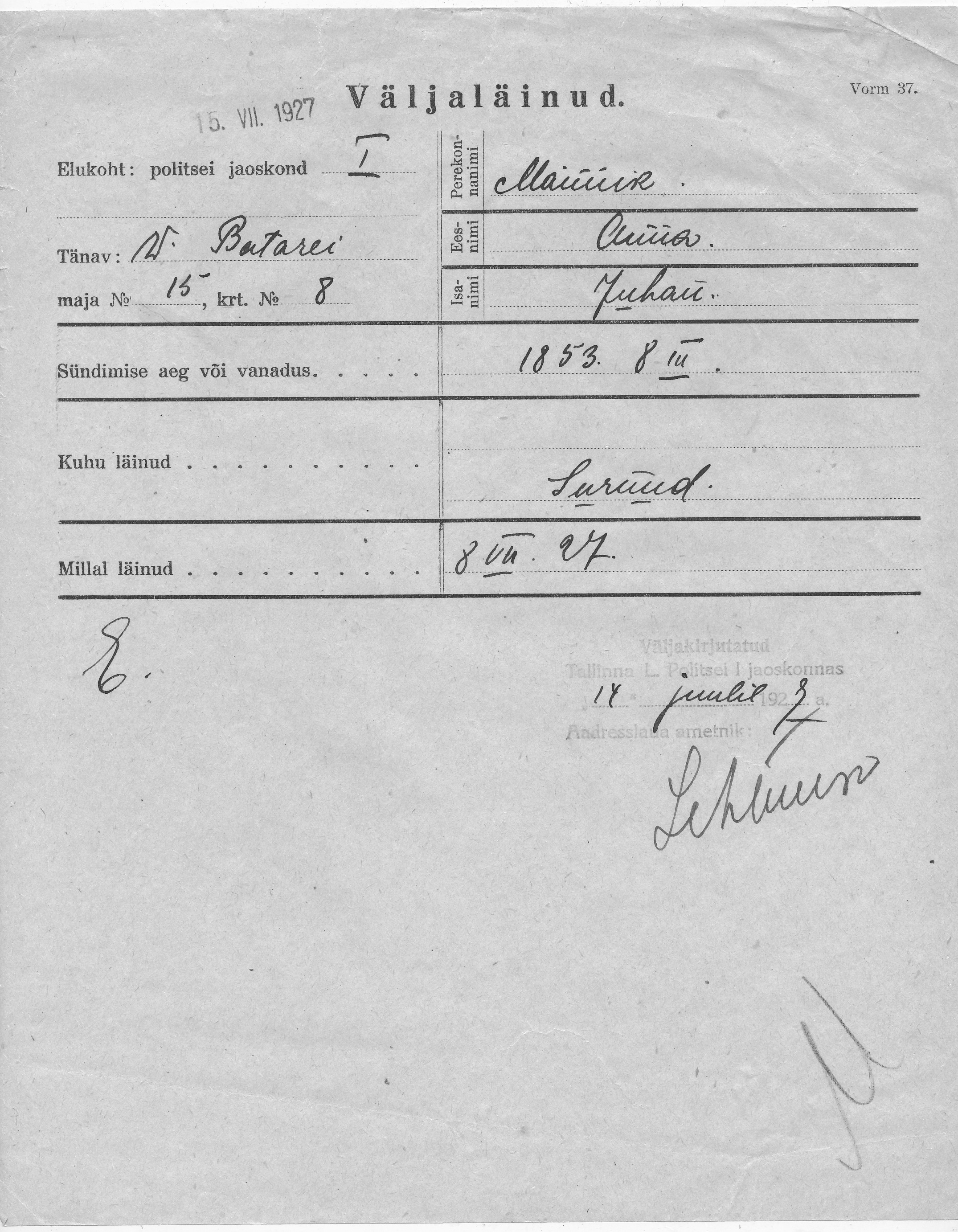 Männik, Anna, Juhan