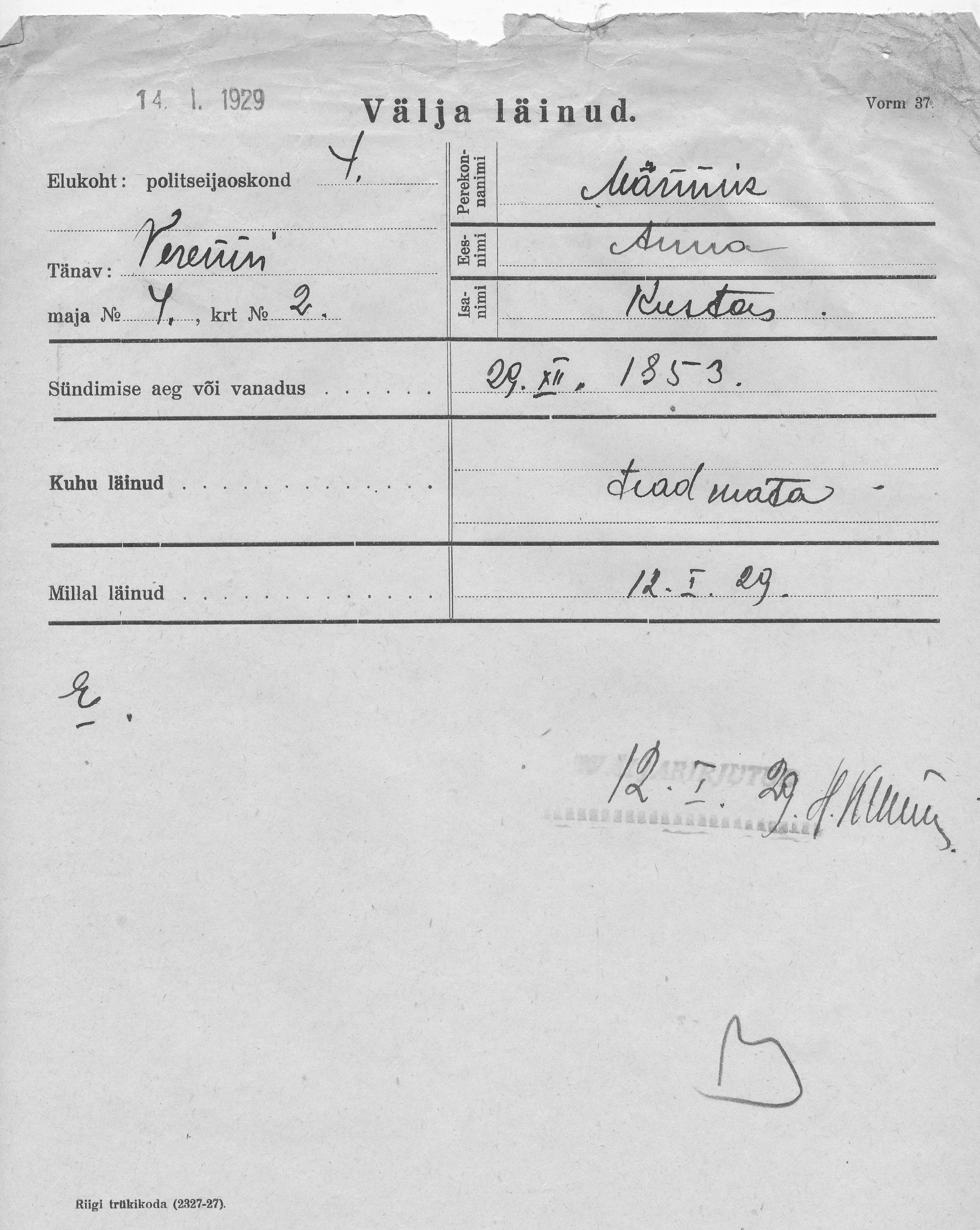 Männik, Anna, Kustas