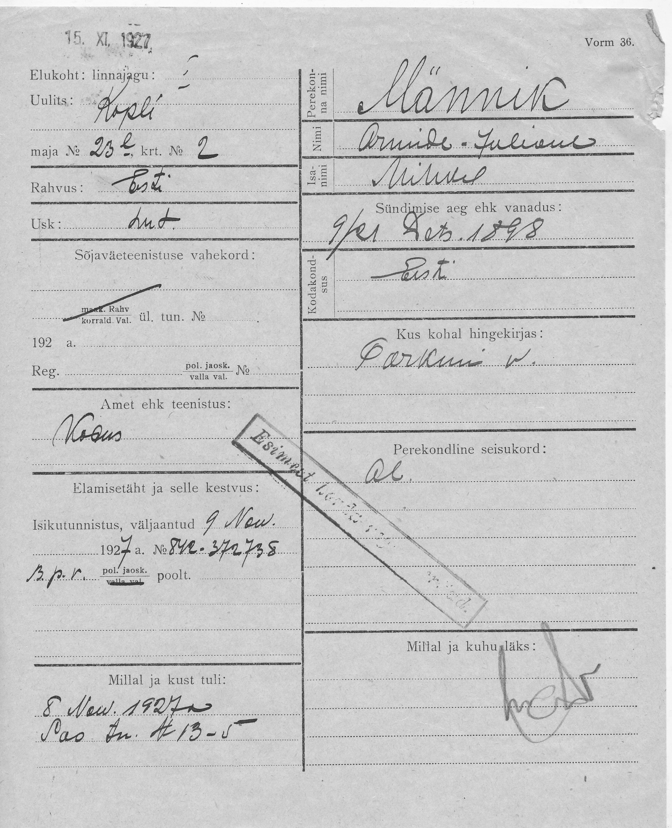 Männik, Armide-Juliane, Mihkel