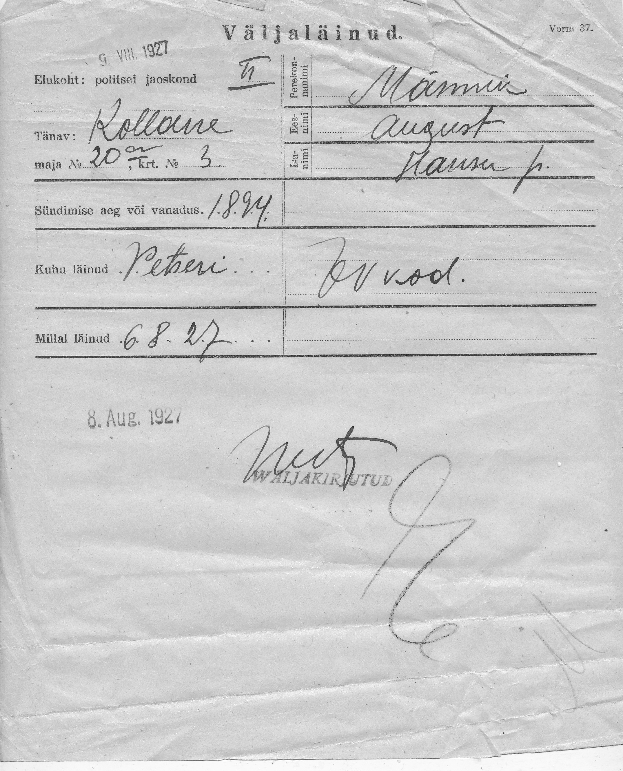 Männik, August, Hans