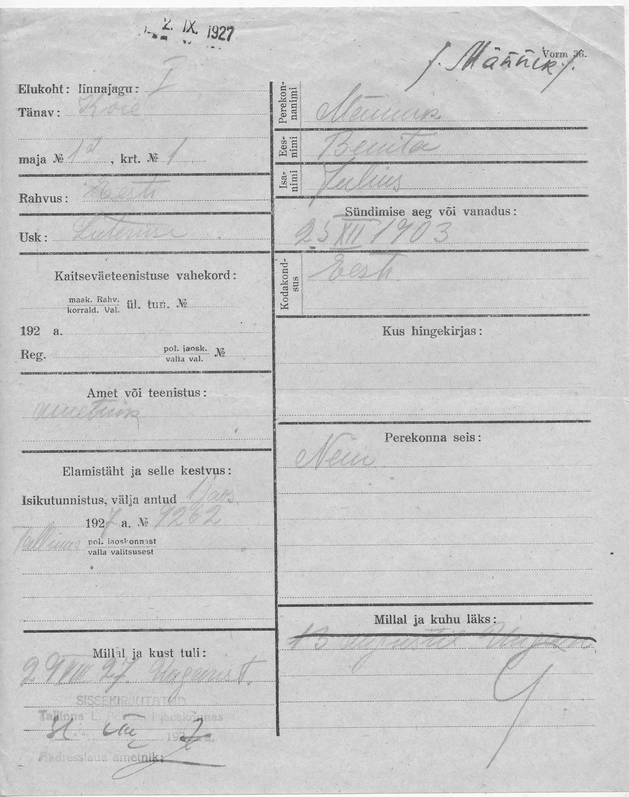 Männik, Benita, Julius