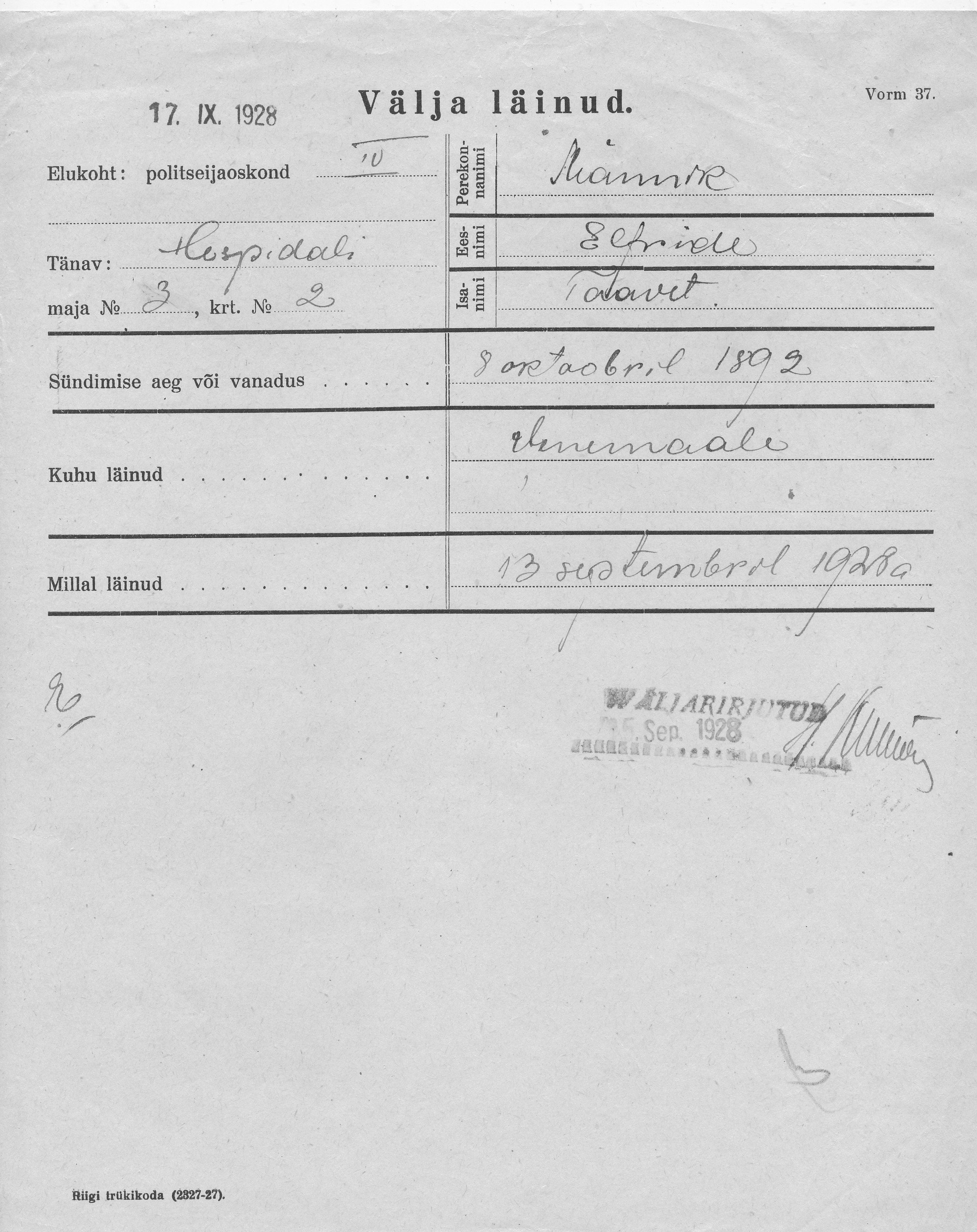 Männik, Elfriede, Taavet