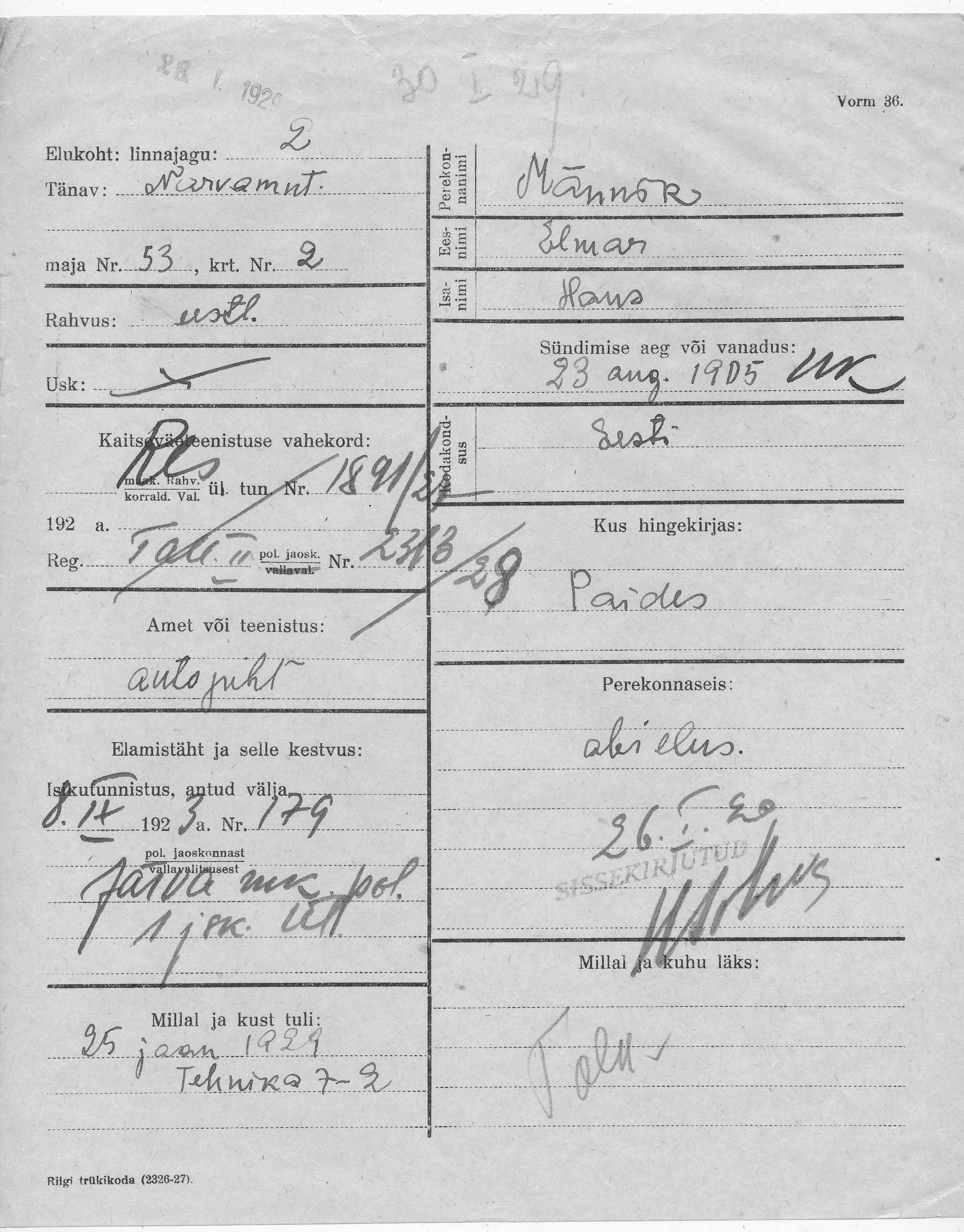 Männik, Elmar, Hans