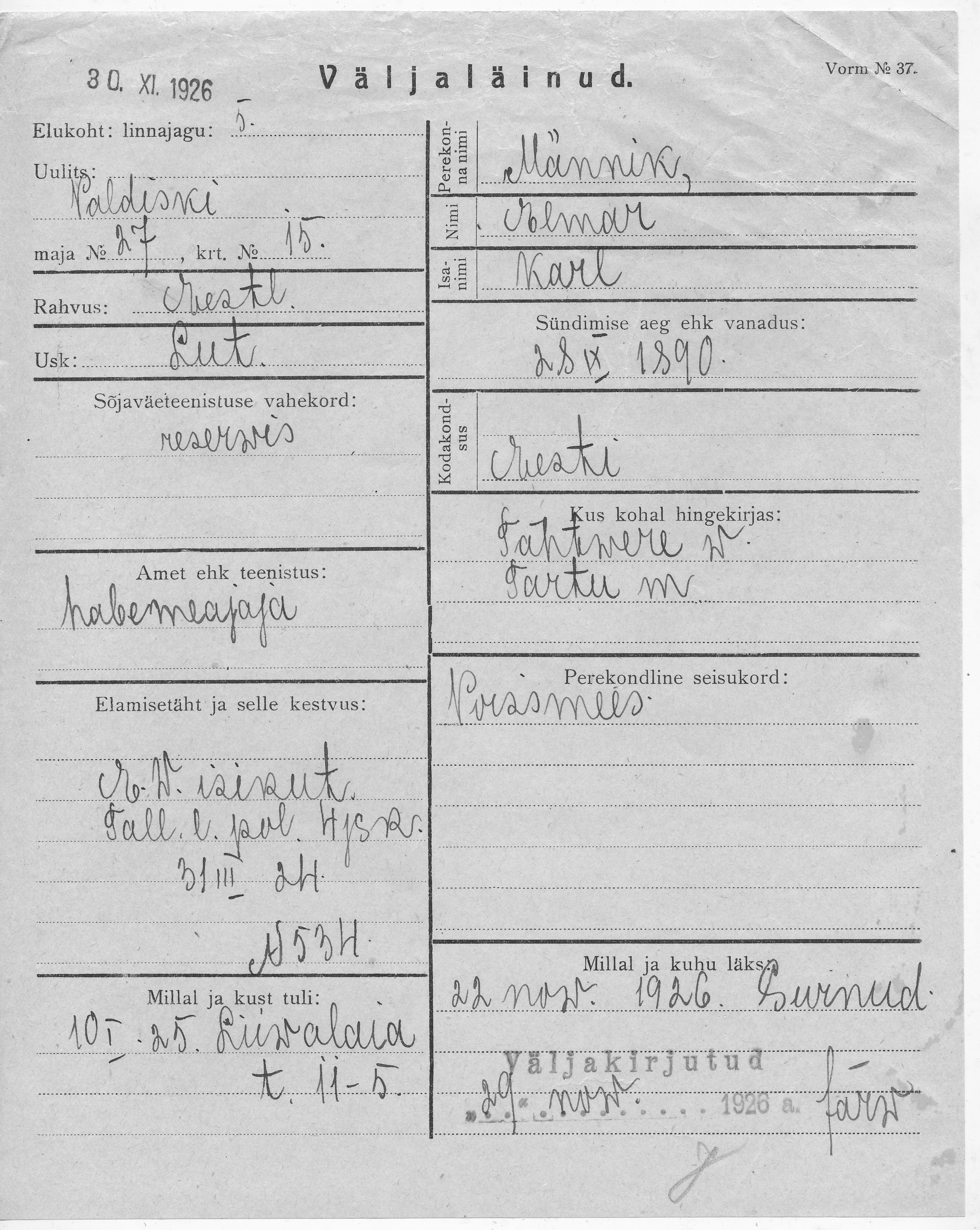 Männik, Elmar, Karl