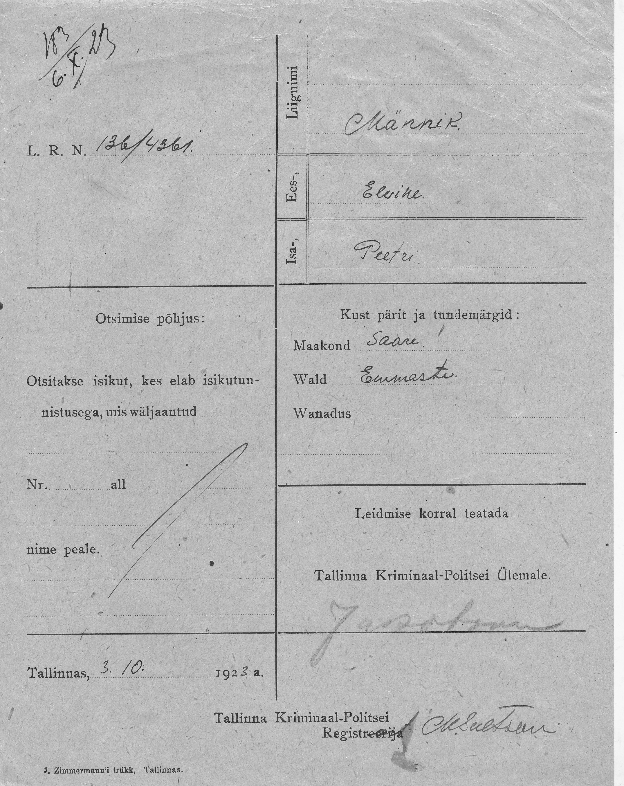 Männik, Elvine, Peeter