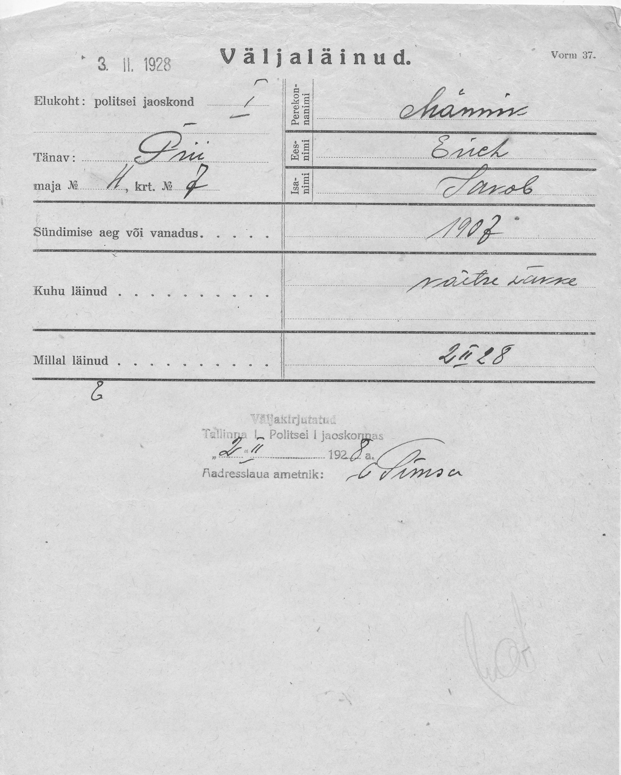 Männik, Erich, Jakob