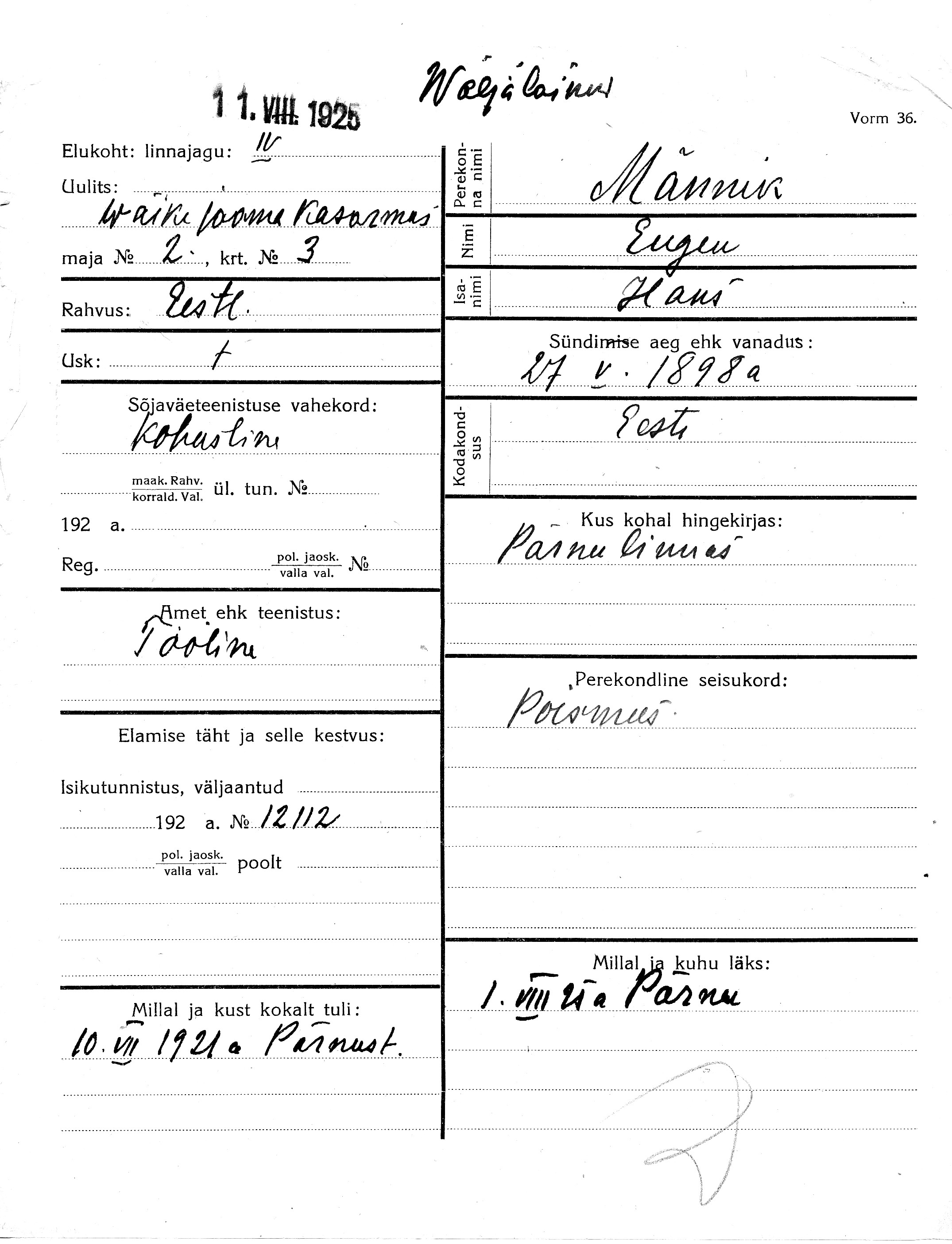 Männik, Eugen, Hans