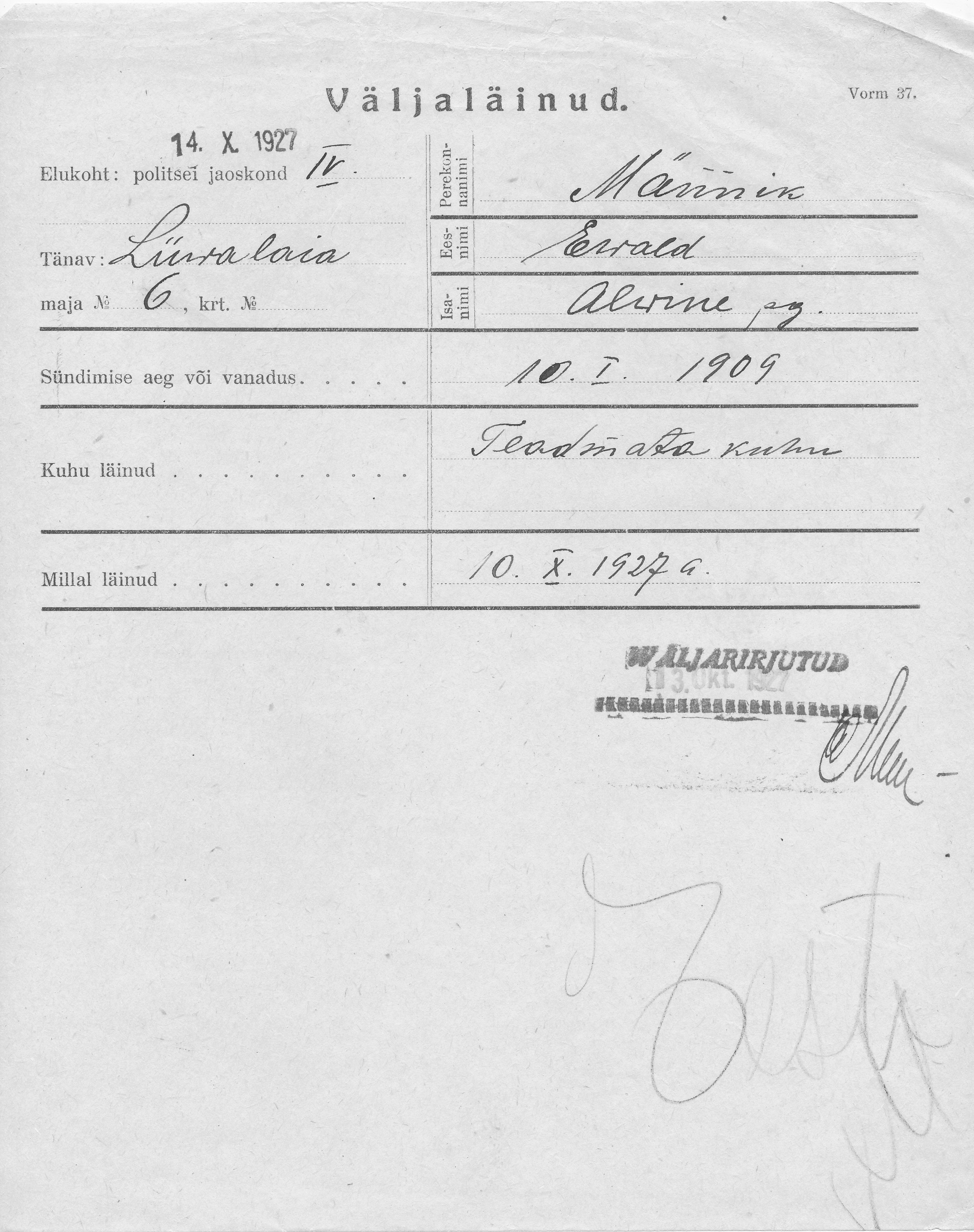 Männik, Ewald, Alwine