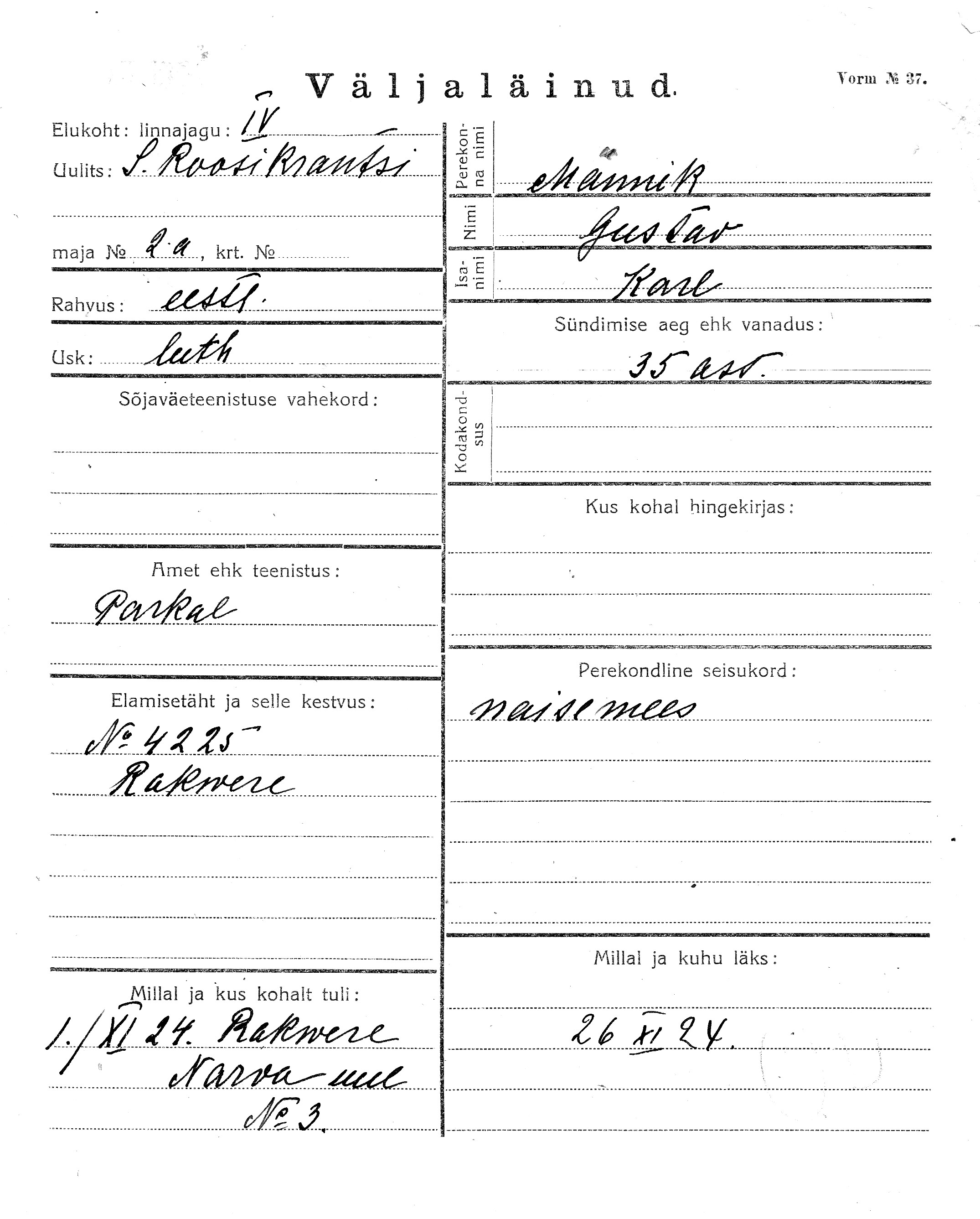 Männik, Gustav, Karl