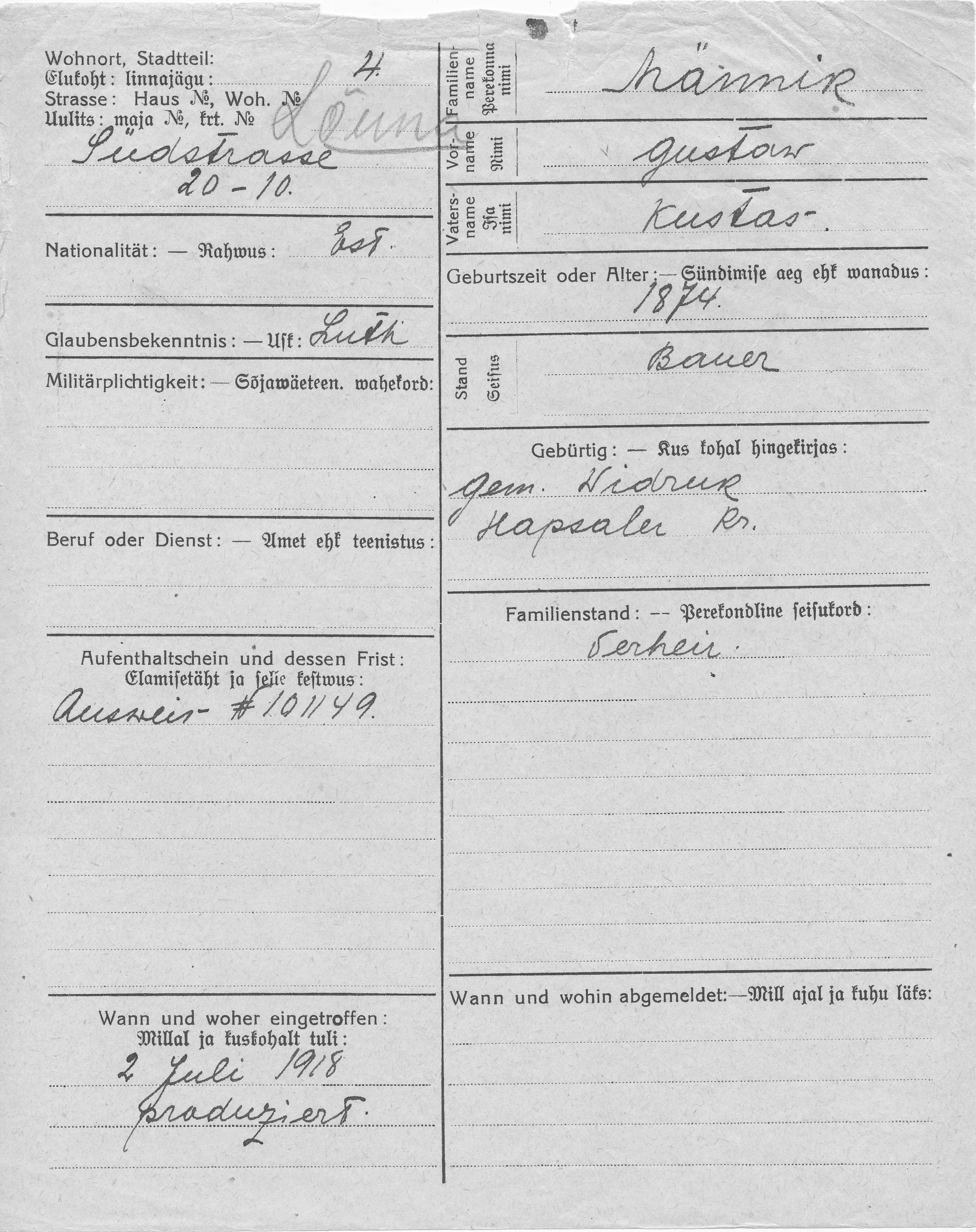 Männik, Gustaw, Kustas