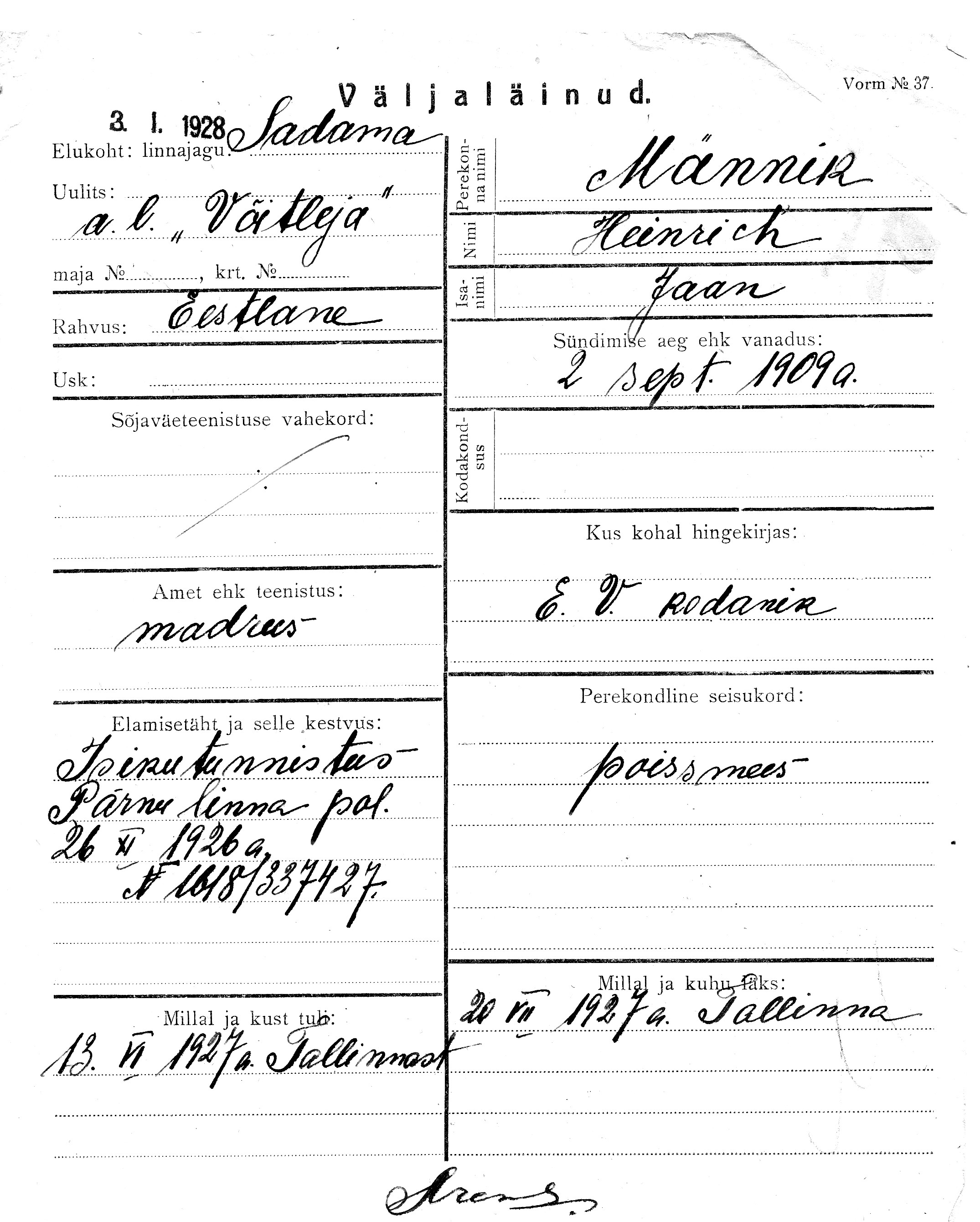 Männik, Heinrich, Jaan